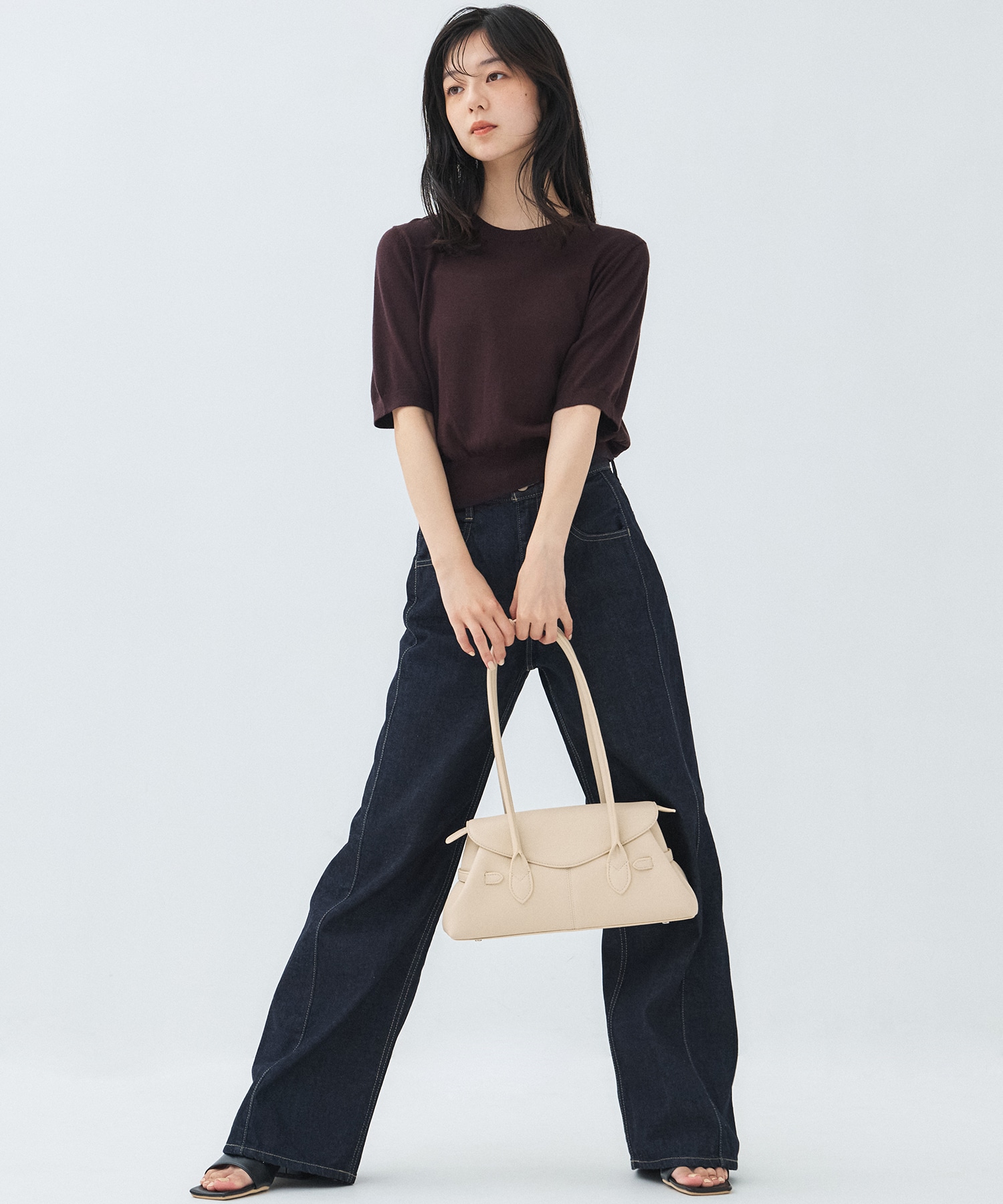 コットンシルクハーフスリーブニット
