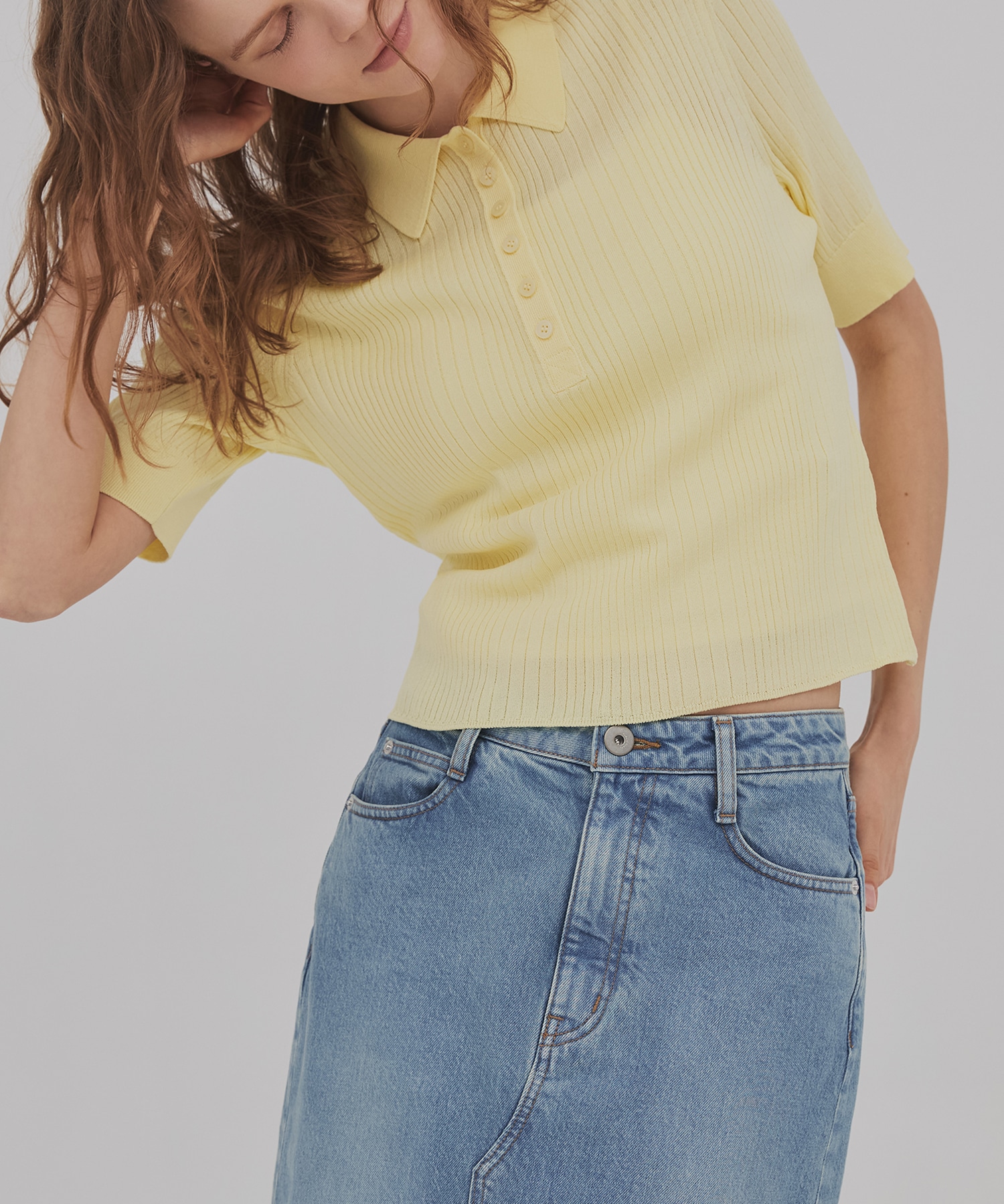 スムースリブニットポロ