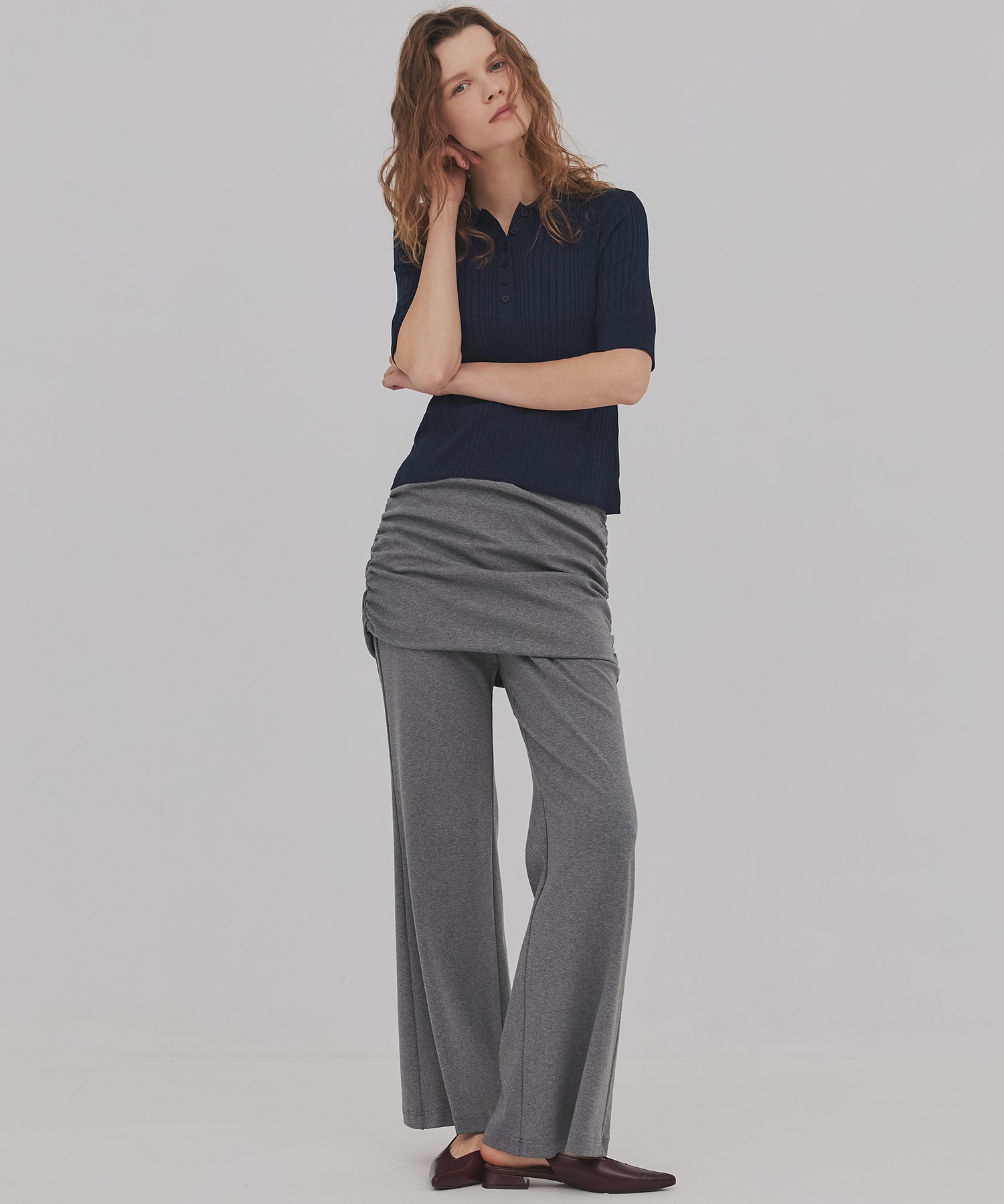 スムースリブニットポロ