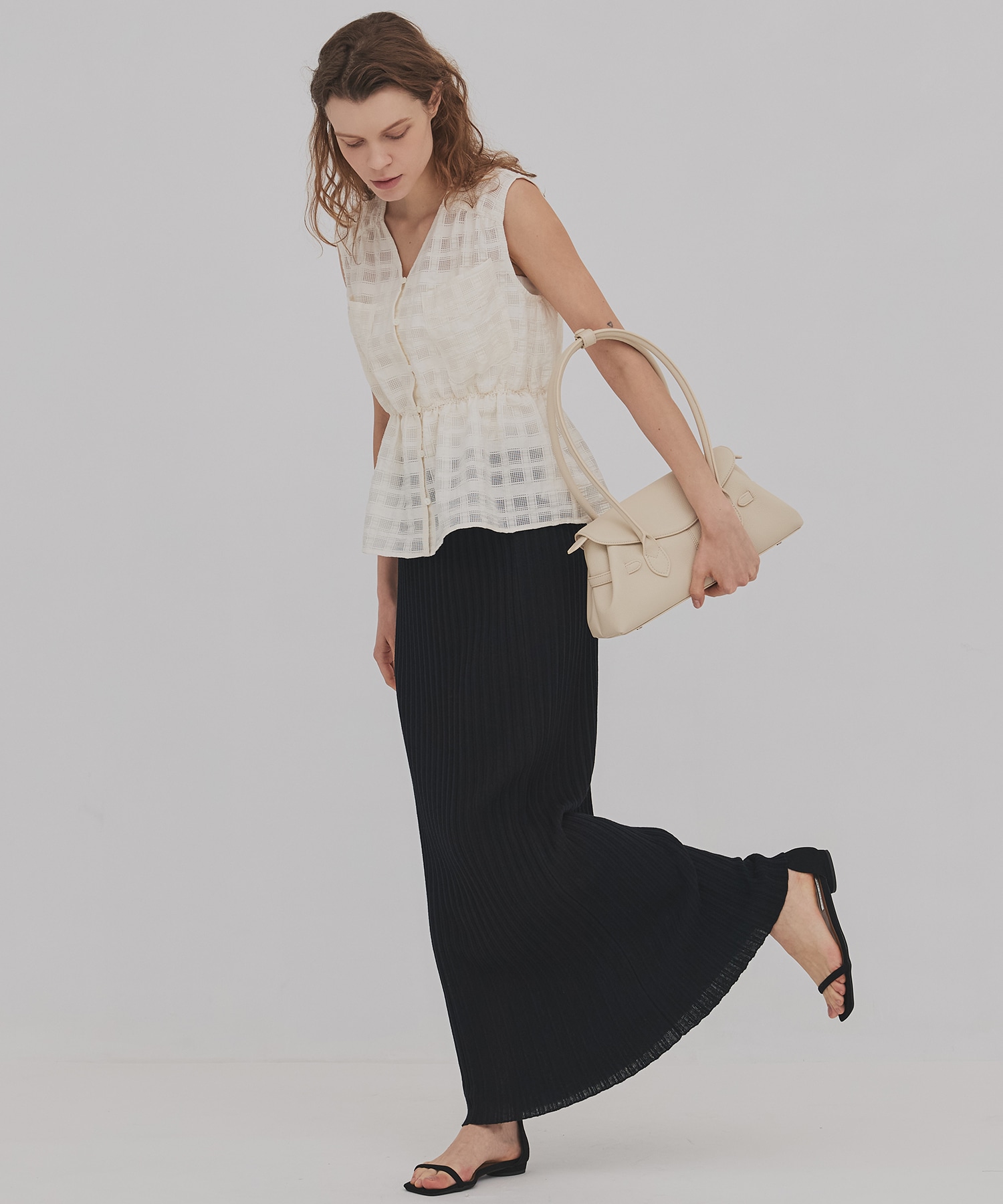 プリーツリブニットタイトスカート