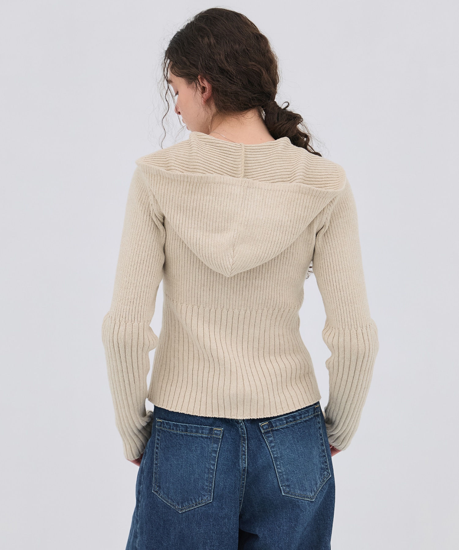 リブニットジップフーディ