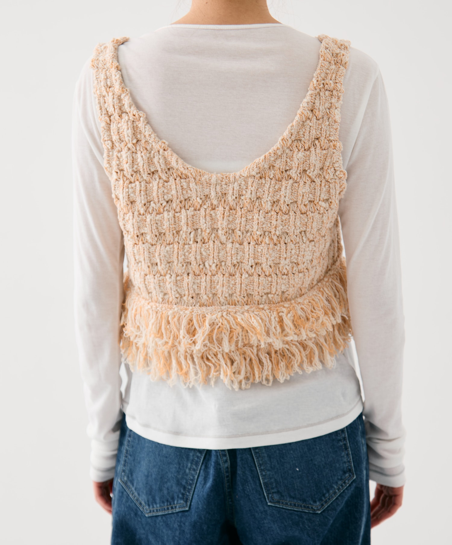 ワッフルフリンジニットビスチェ