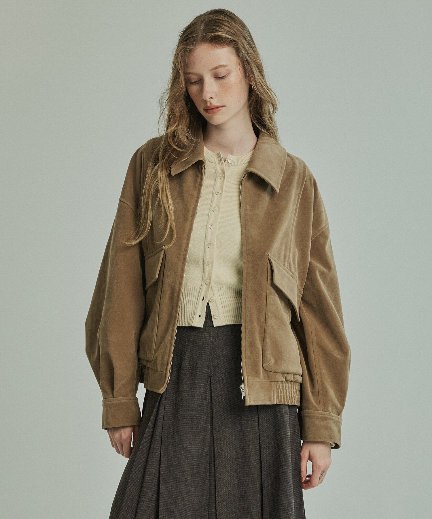 コットンカシミヤクルーカーデ