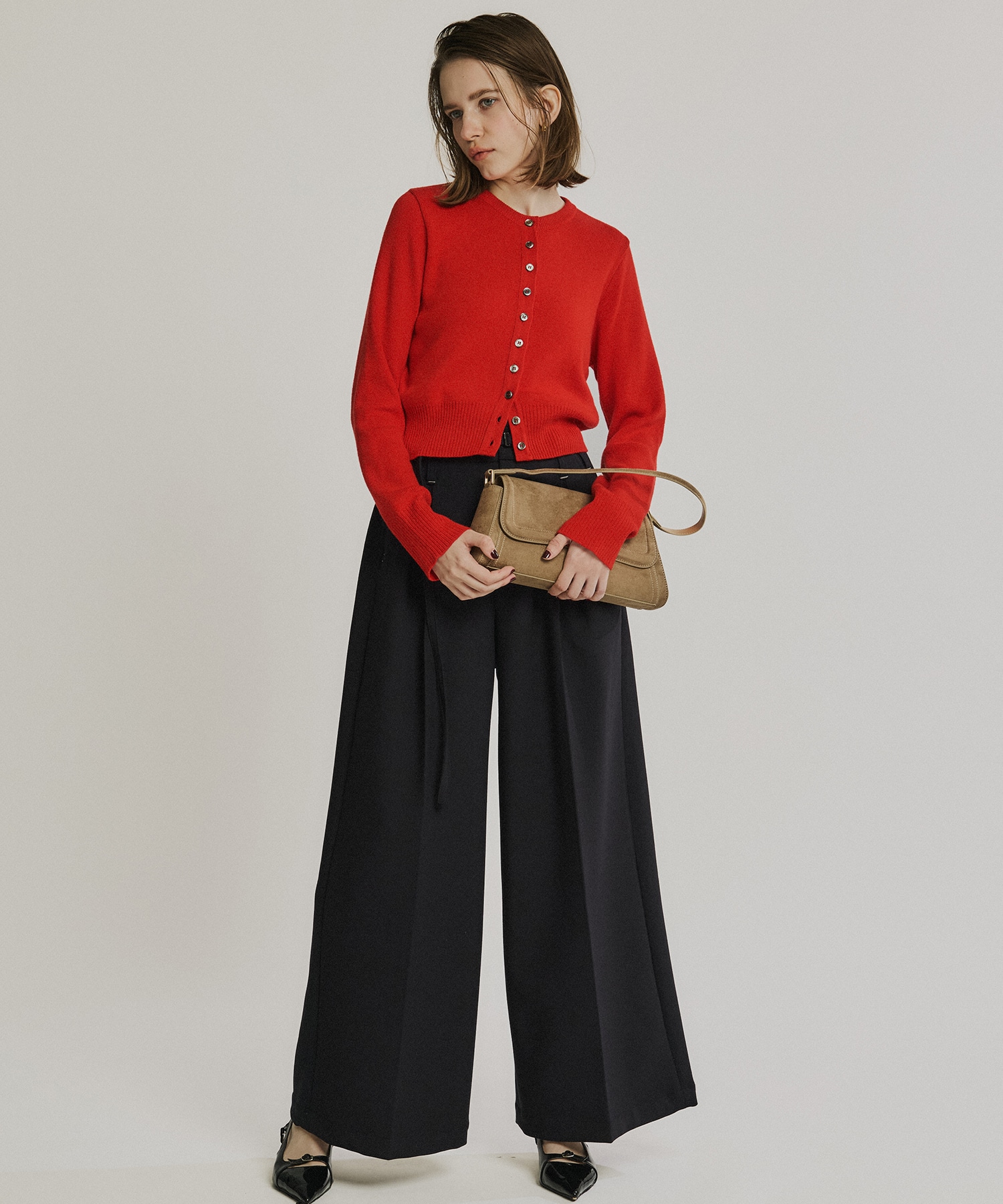 コットンカシミヤクルーカーデ