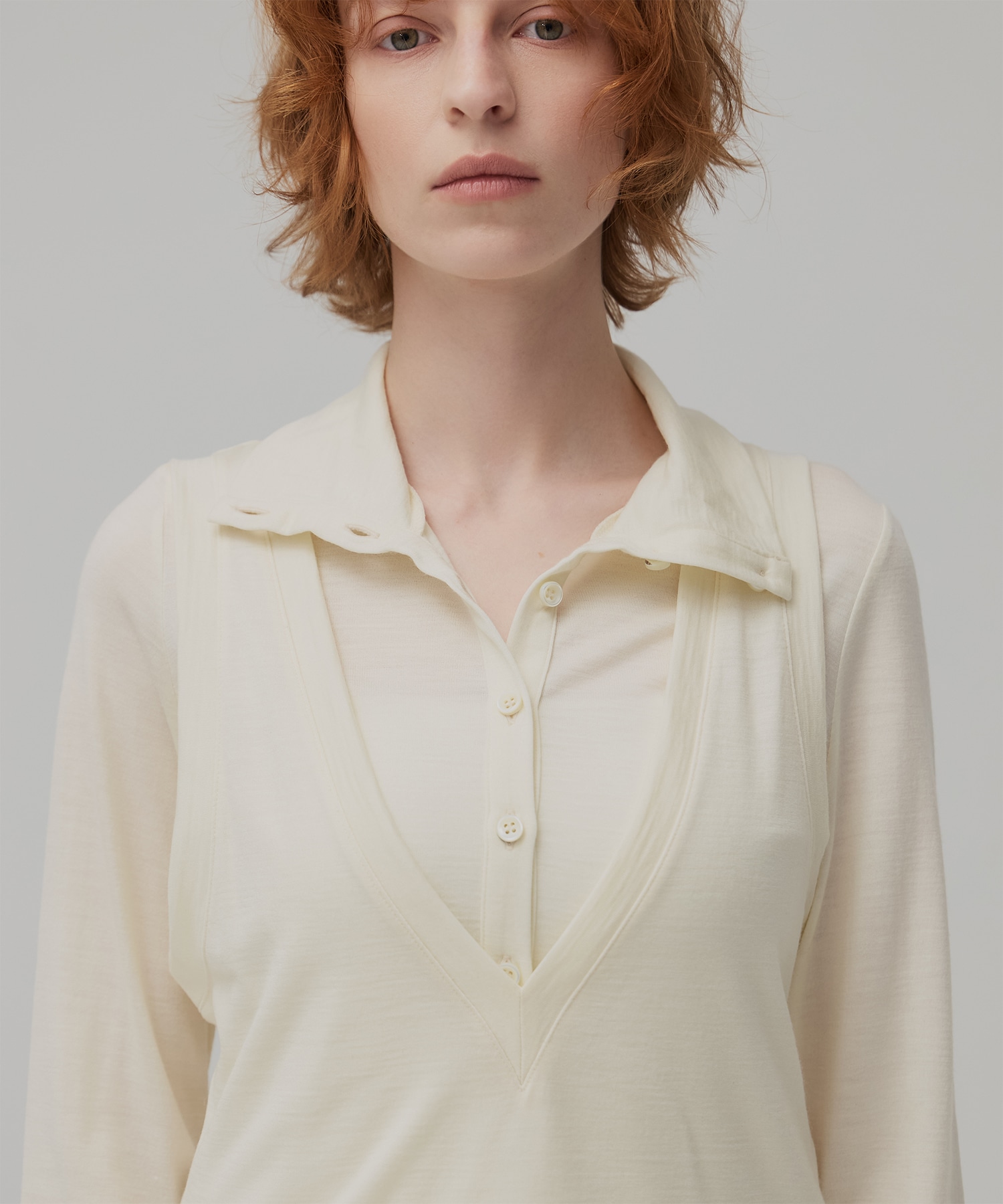 Super100 ヘンリーネックトップス