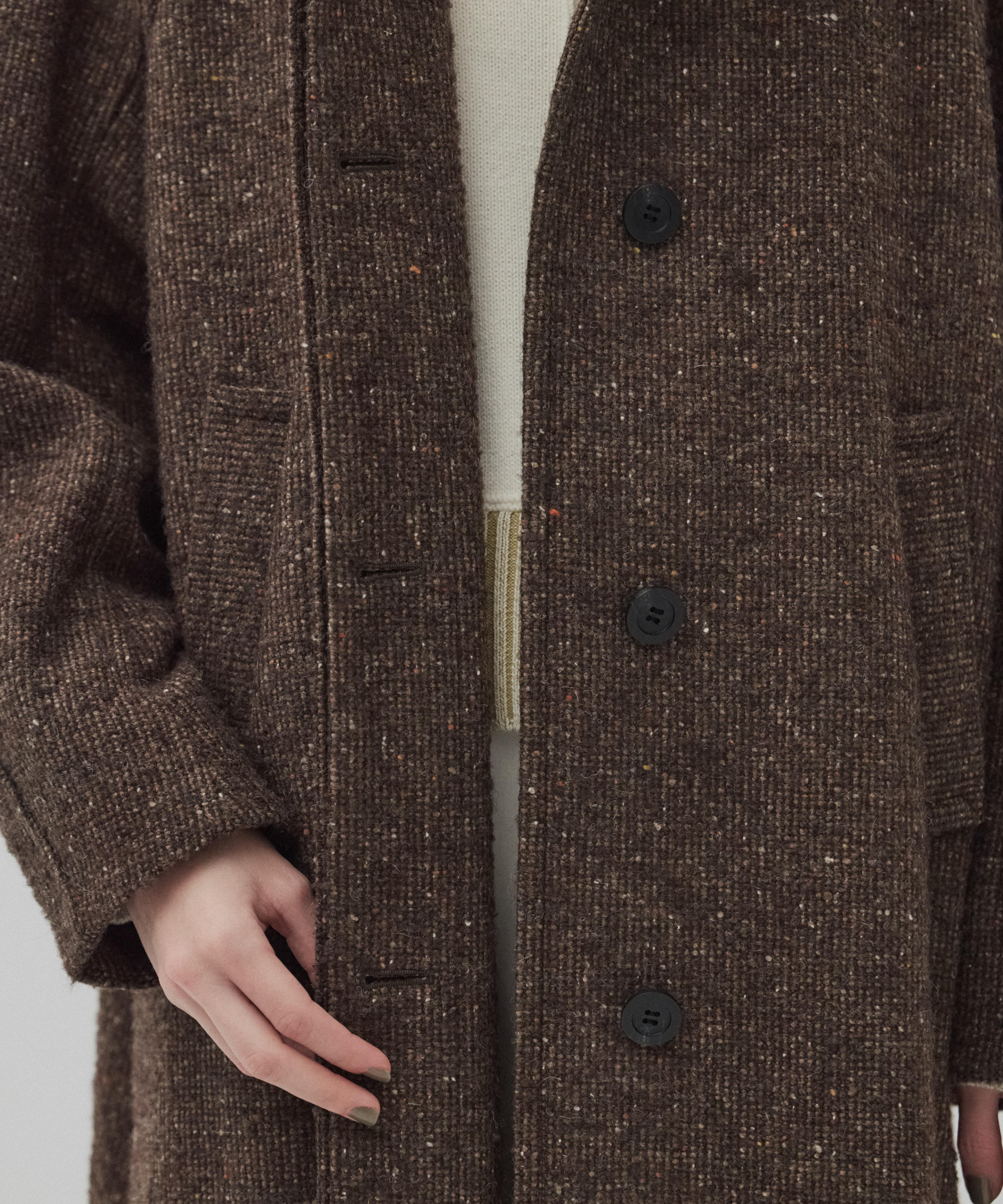 ツイードスタンドカラーコート