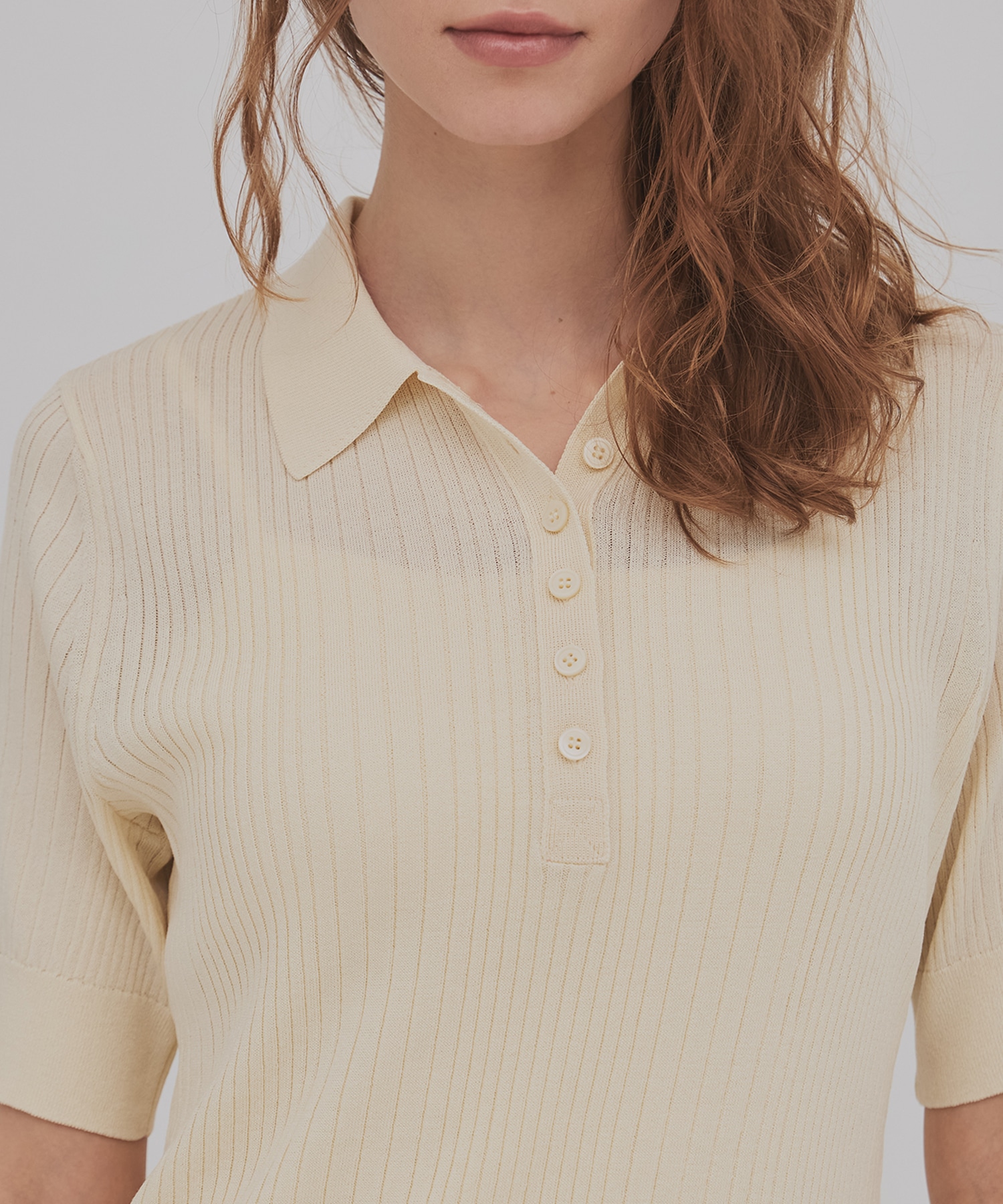 スムースリブニットポロ