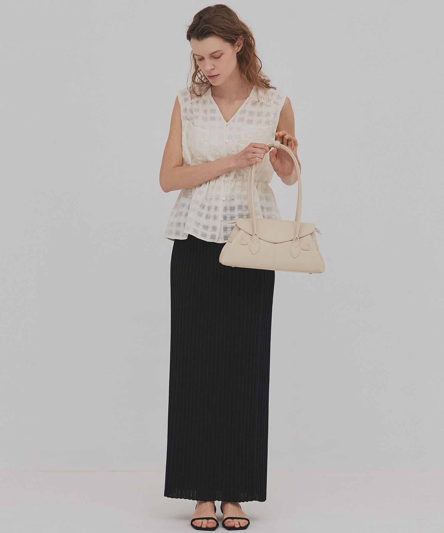 プリーツリブニットタイトスカート