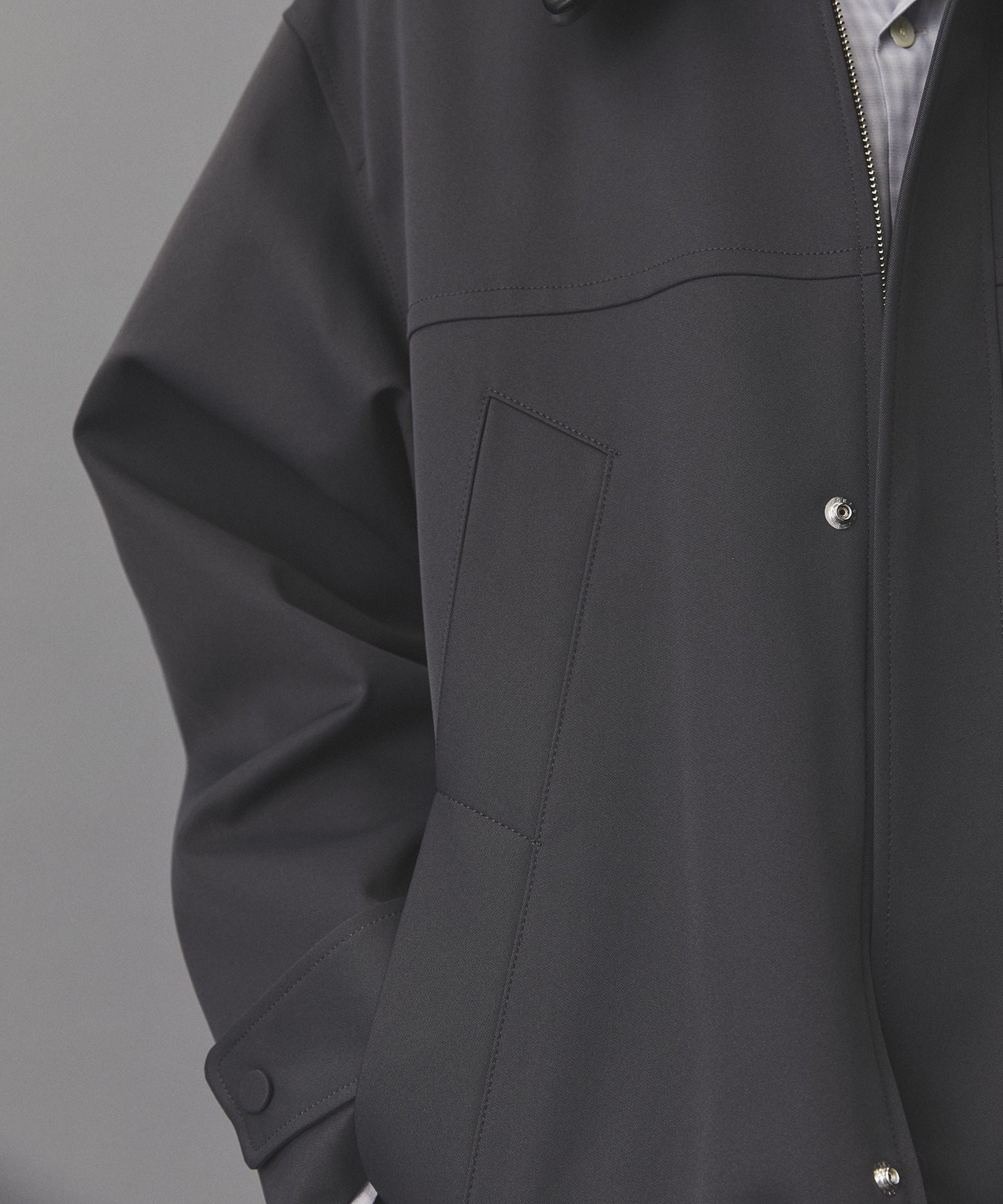 2WAYレザーカラーハーフコート