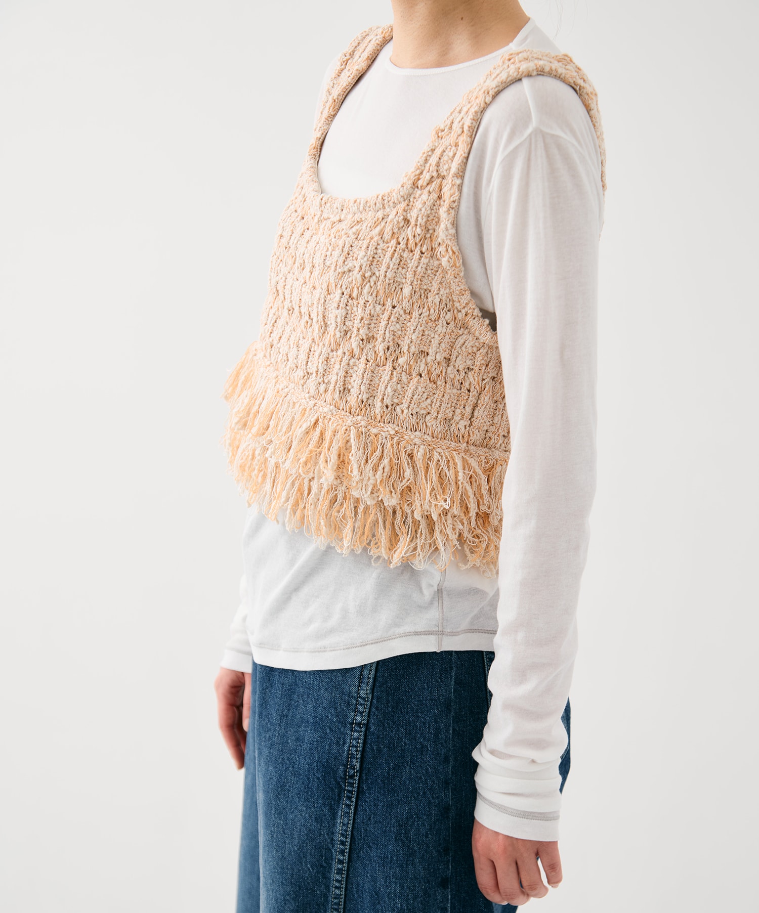 ワッフルフリンジニットビスチェ
