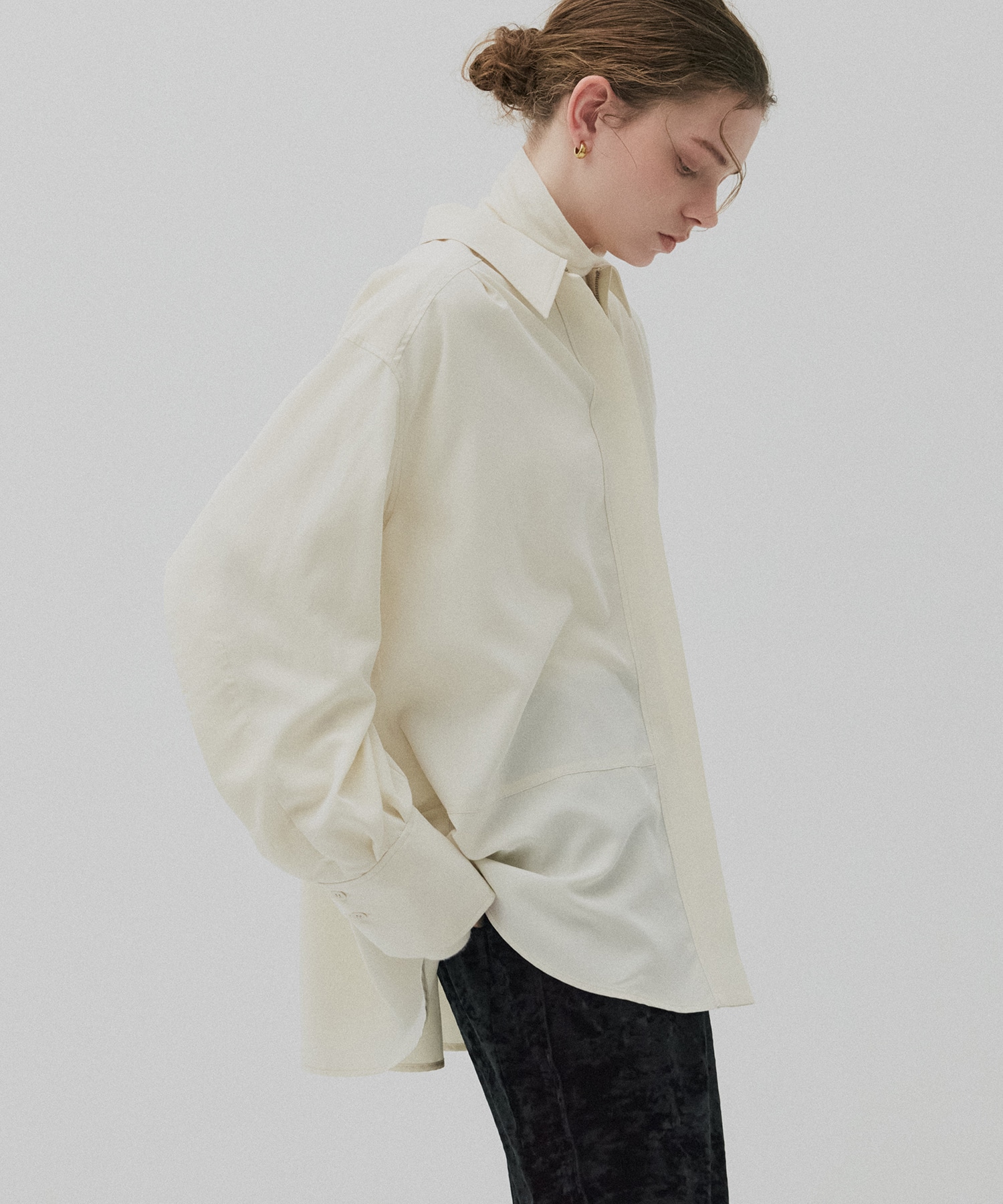 ジップアップオーバーシャツ