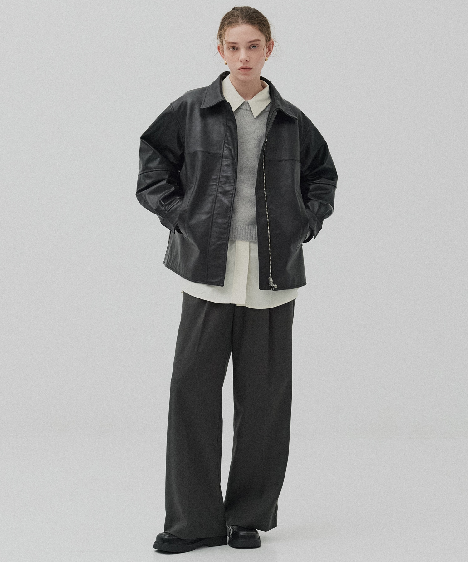 カーフレザーボクシージャケット