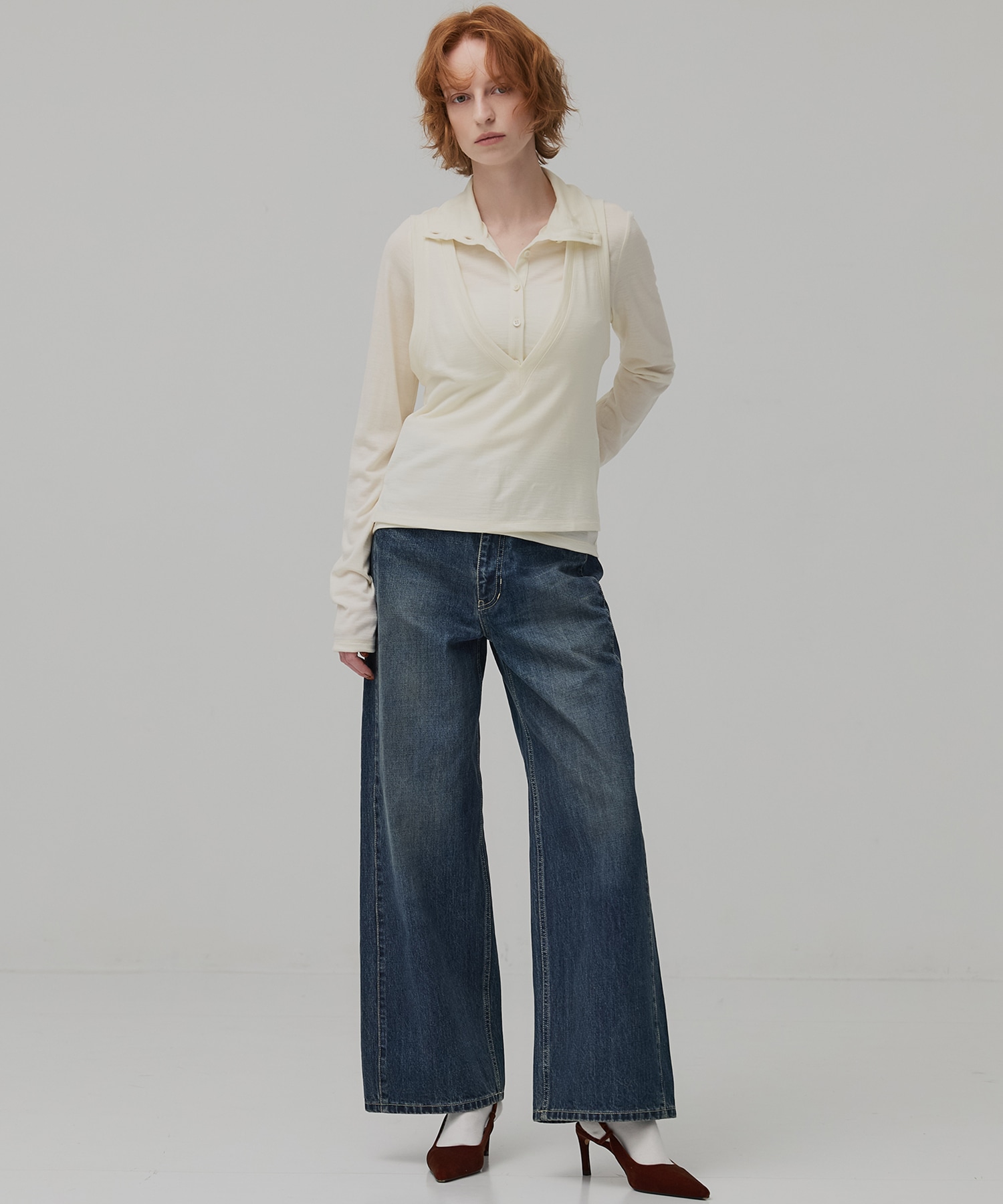 ラインストレートデニム