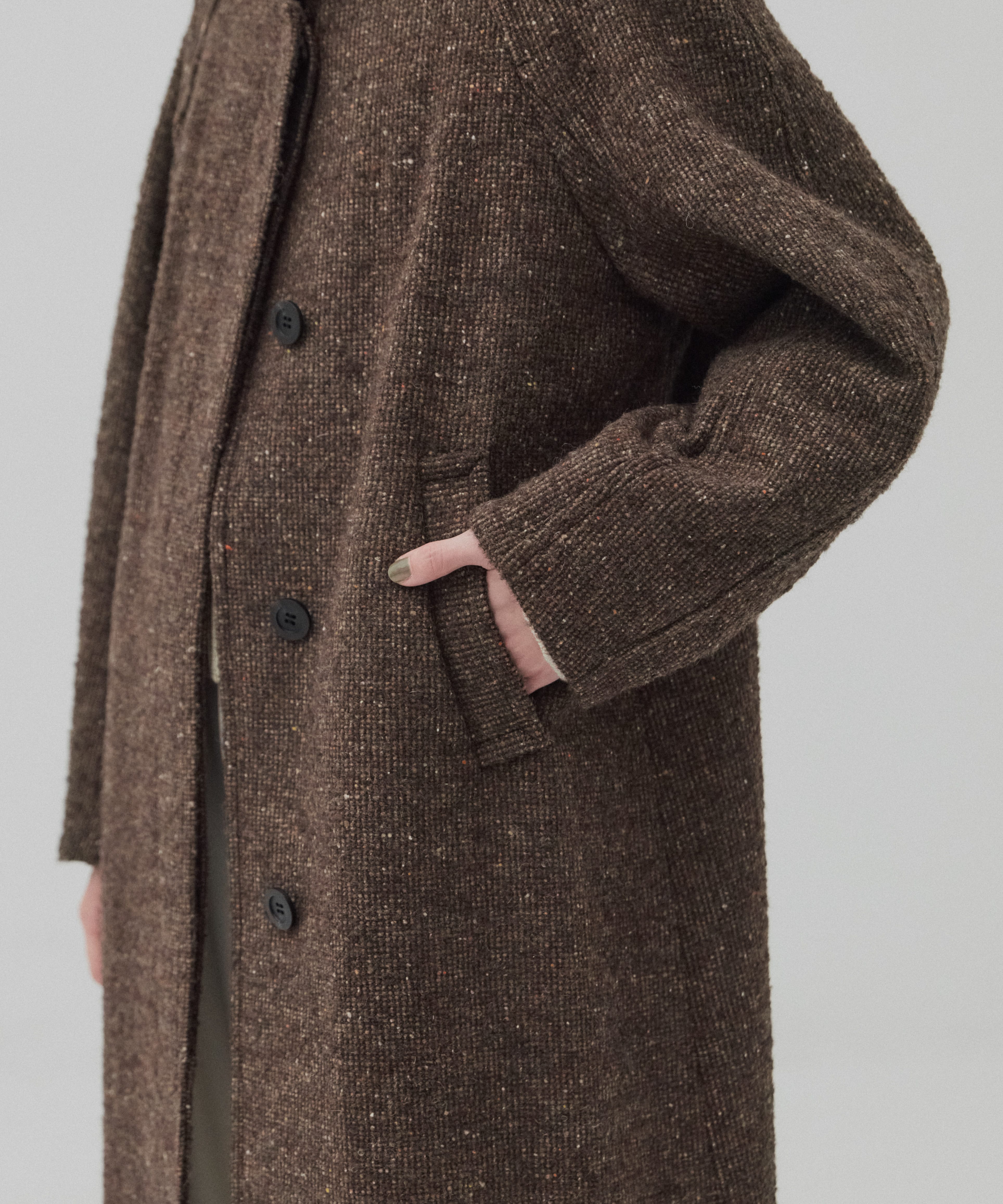 ツイードスタンドカラーコート