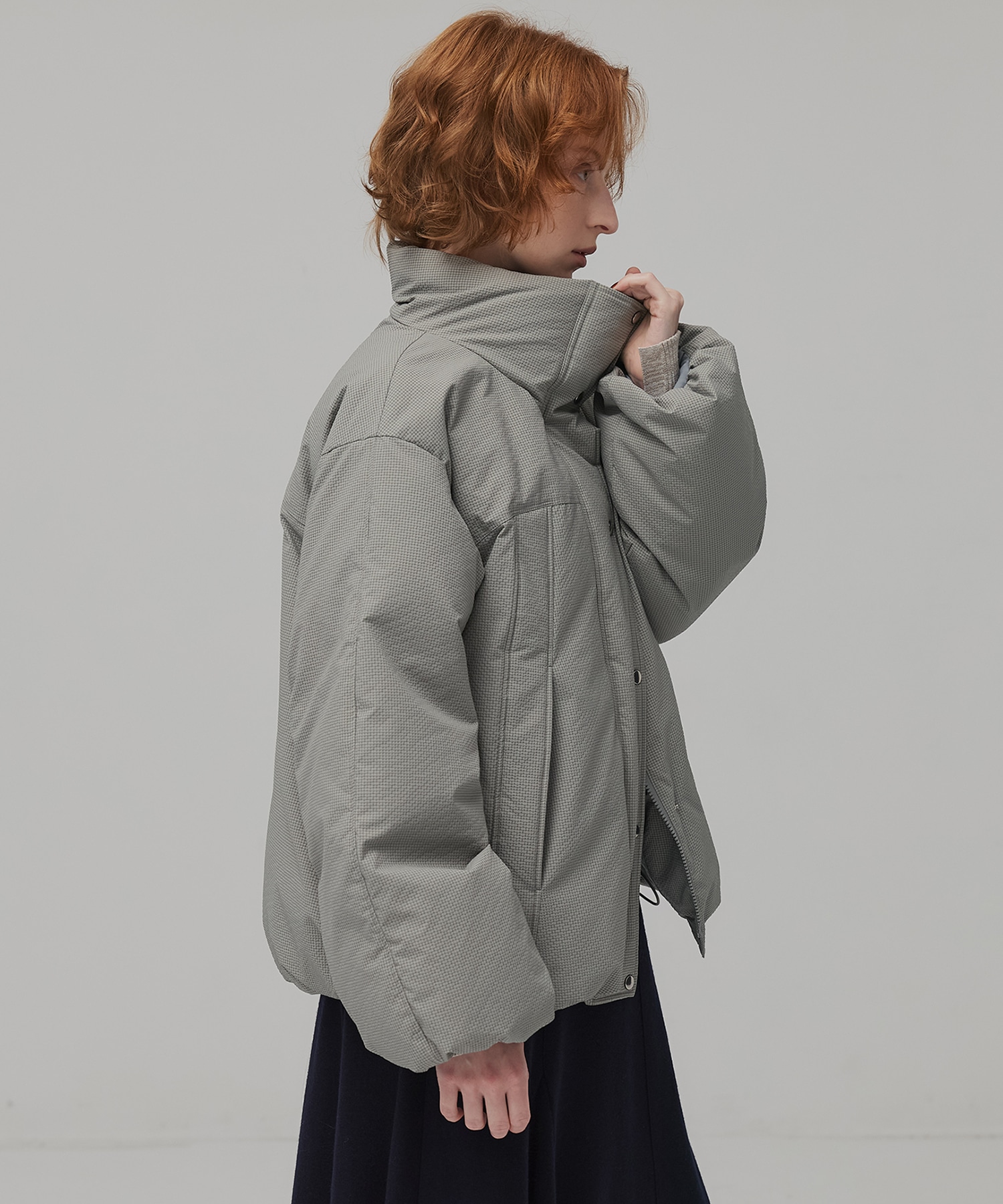 チェックモンスターダウンコート