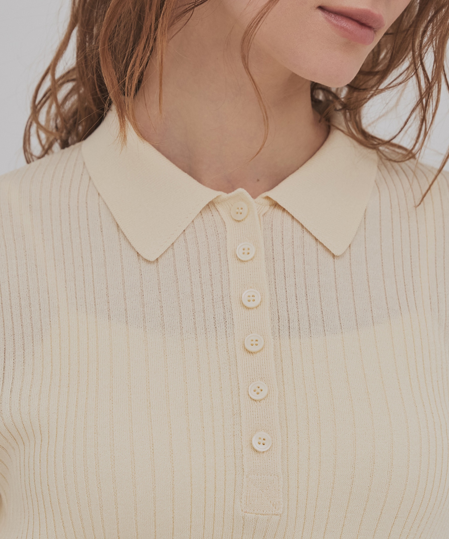 スムースリブニットポロ