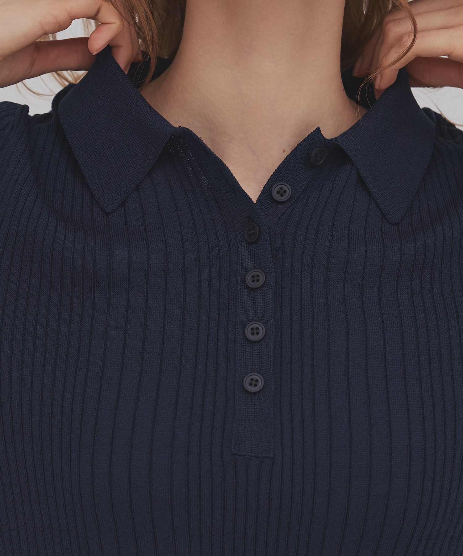 スムースリブニットポロ