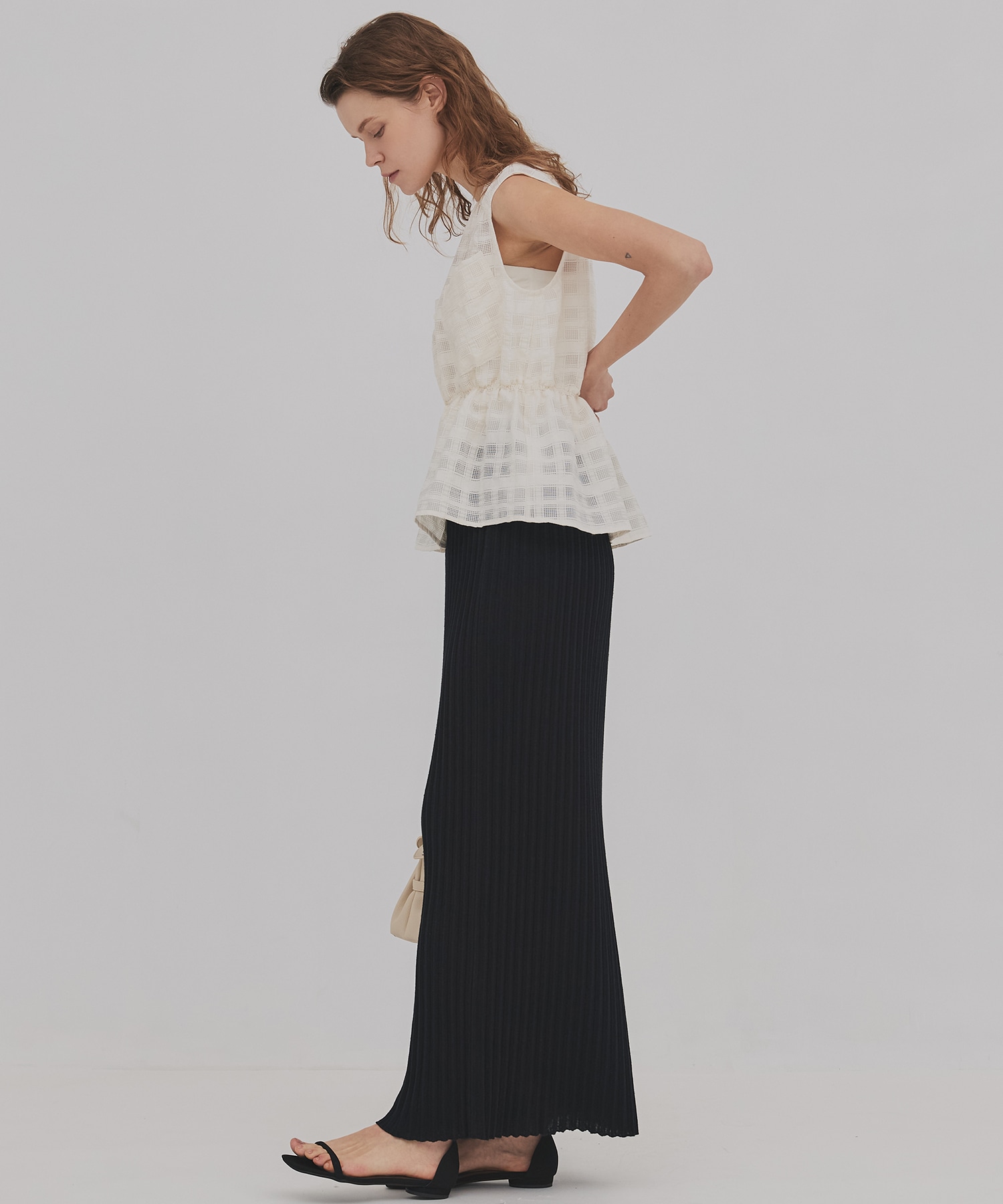 プリーツリブニットタイトスカート