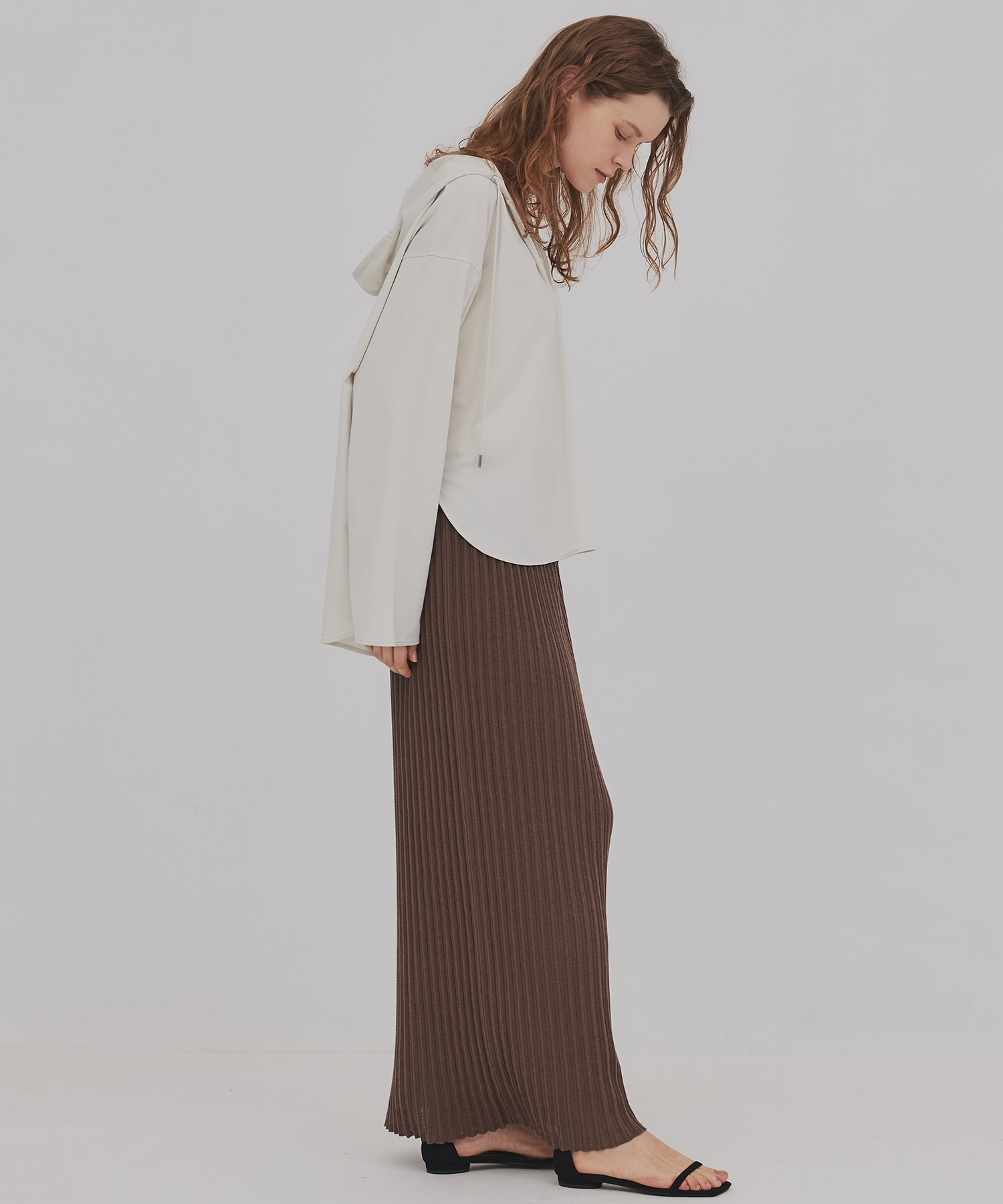 プリーツリブニットタイトスカート