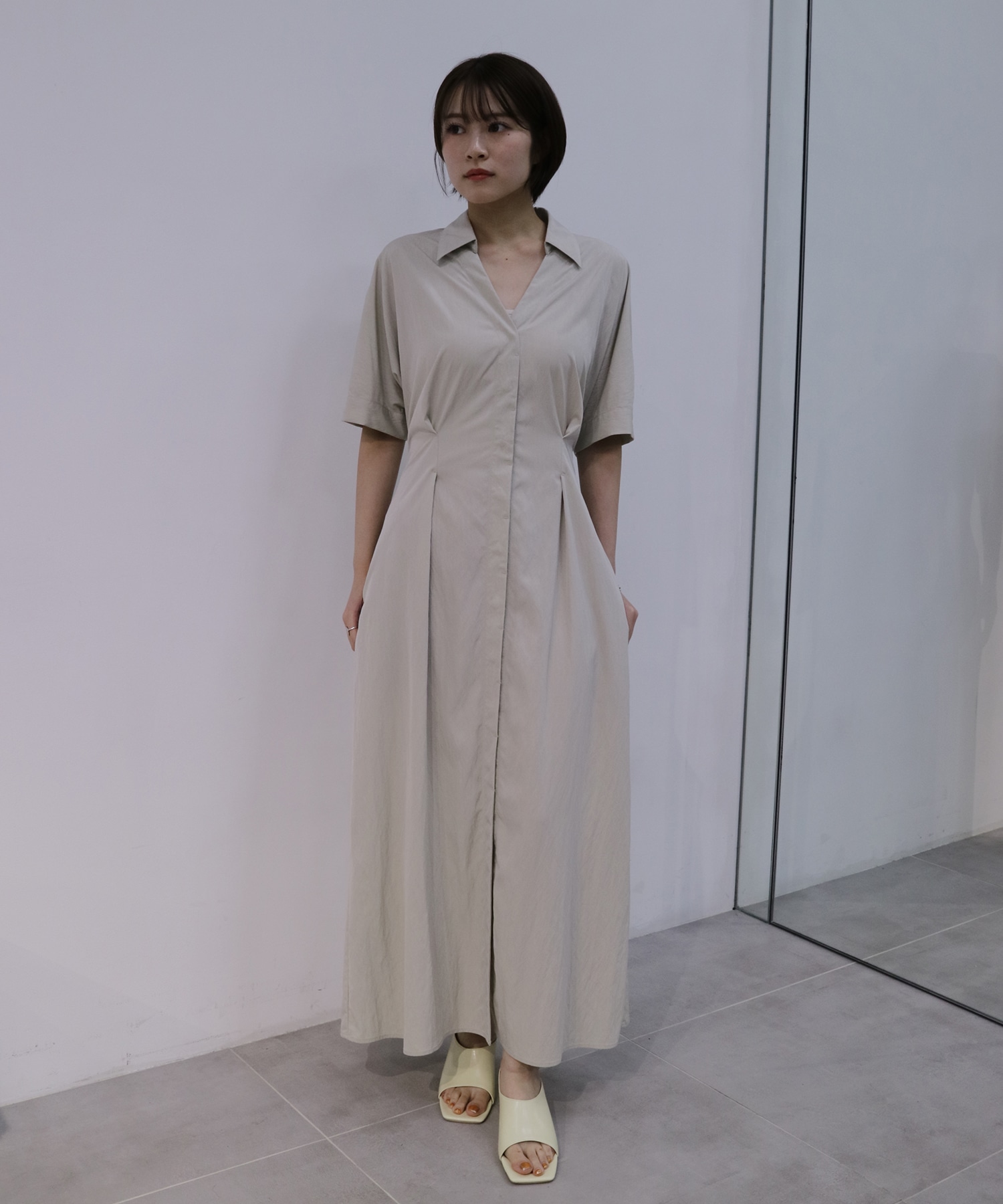 タックスリーブシャツワンピ