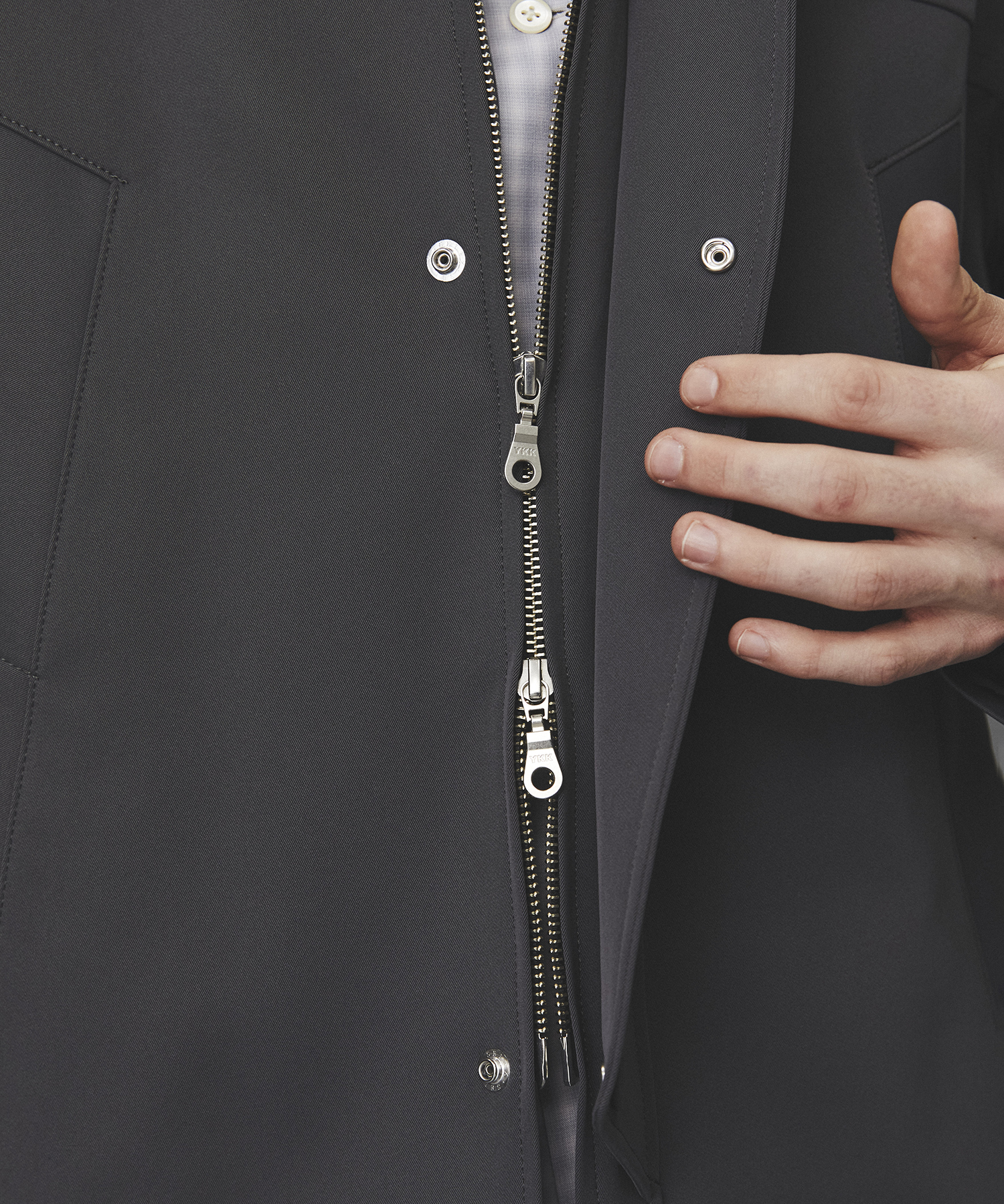 2WAYレザーカラーハーフコート