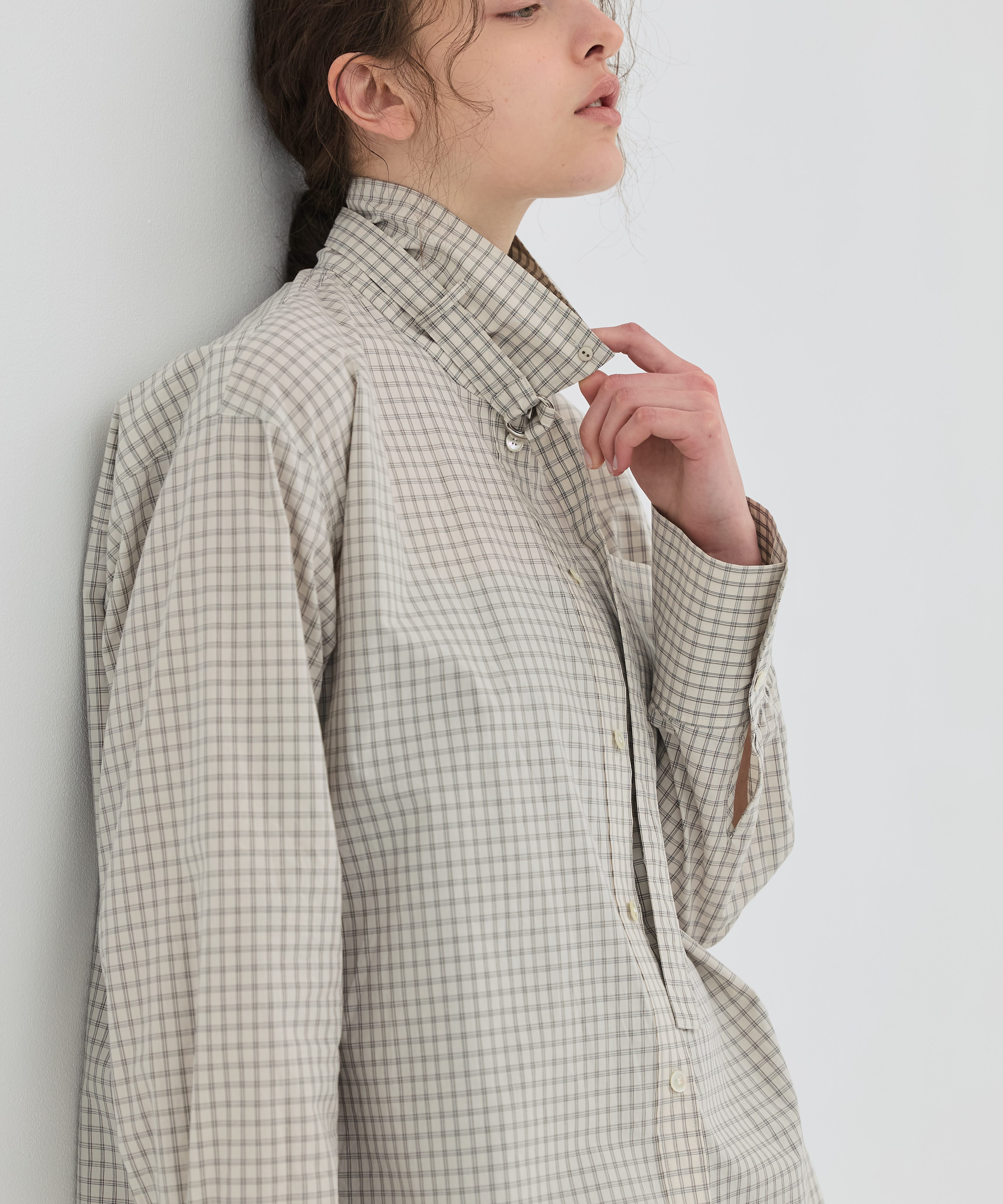 ミニチェックスタンドカラーシャツ