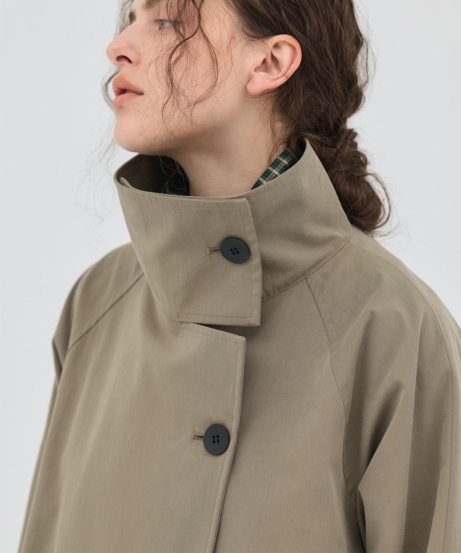 【再入荷】ファンネルネックショートトレンチコート