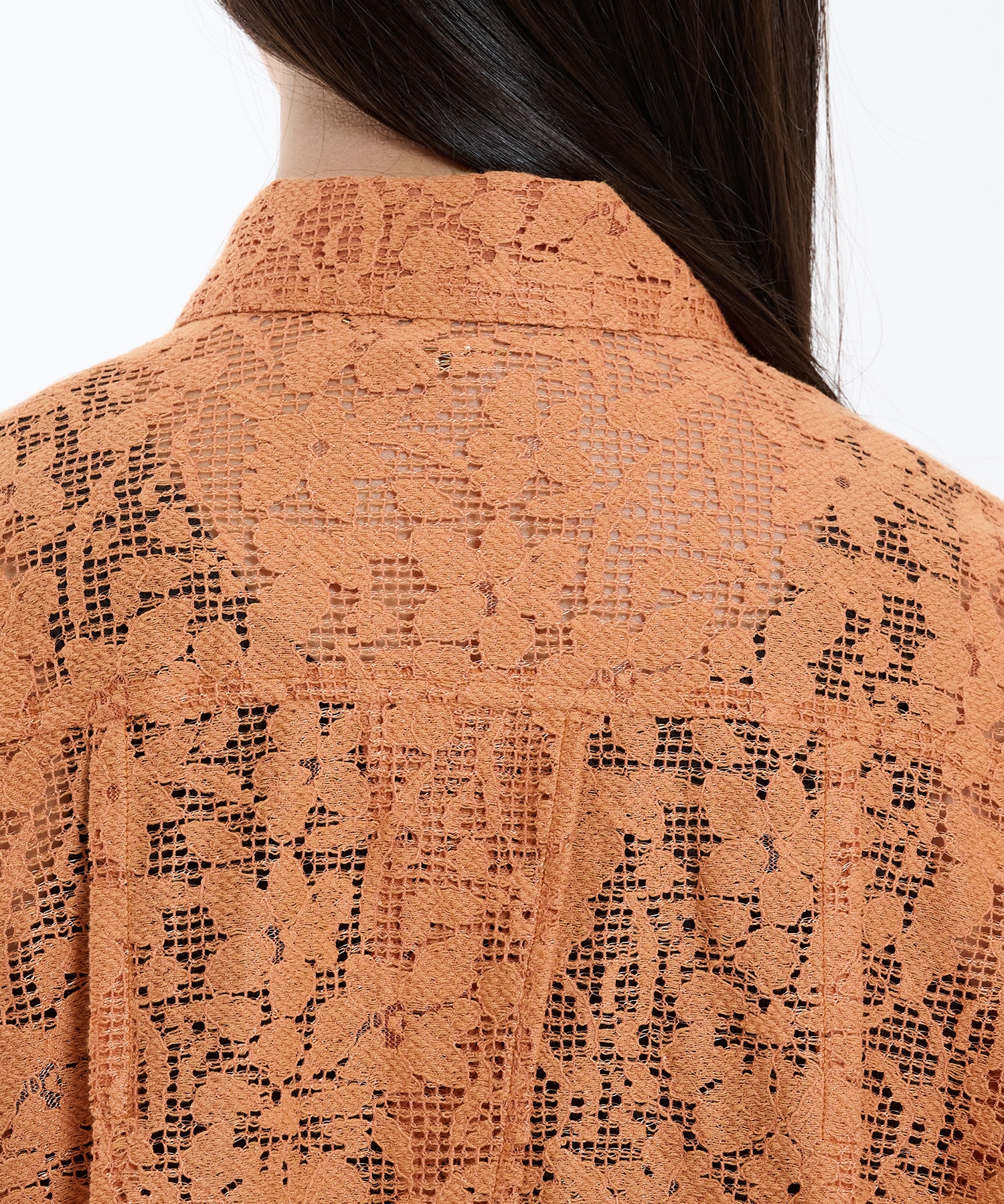 コットンレースフロントZIPシャツ