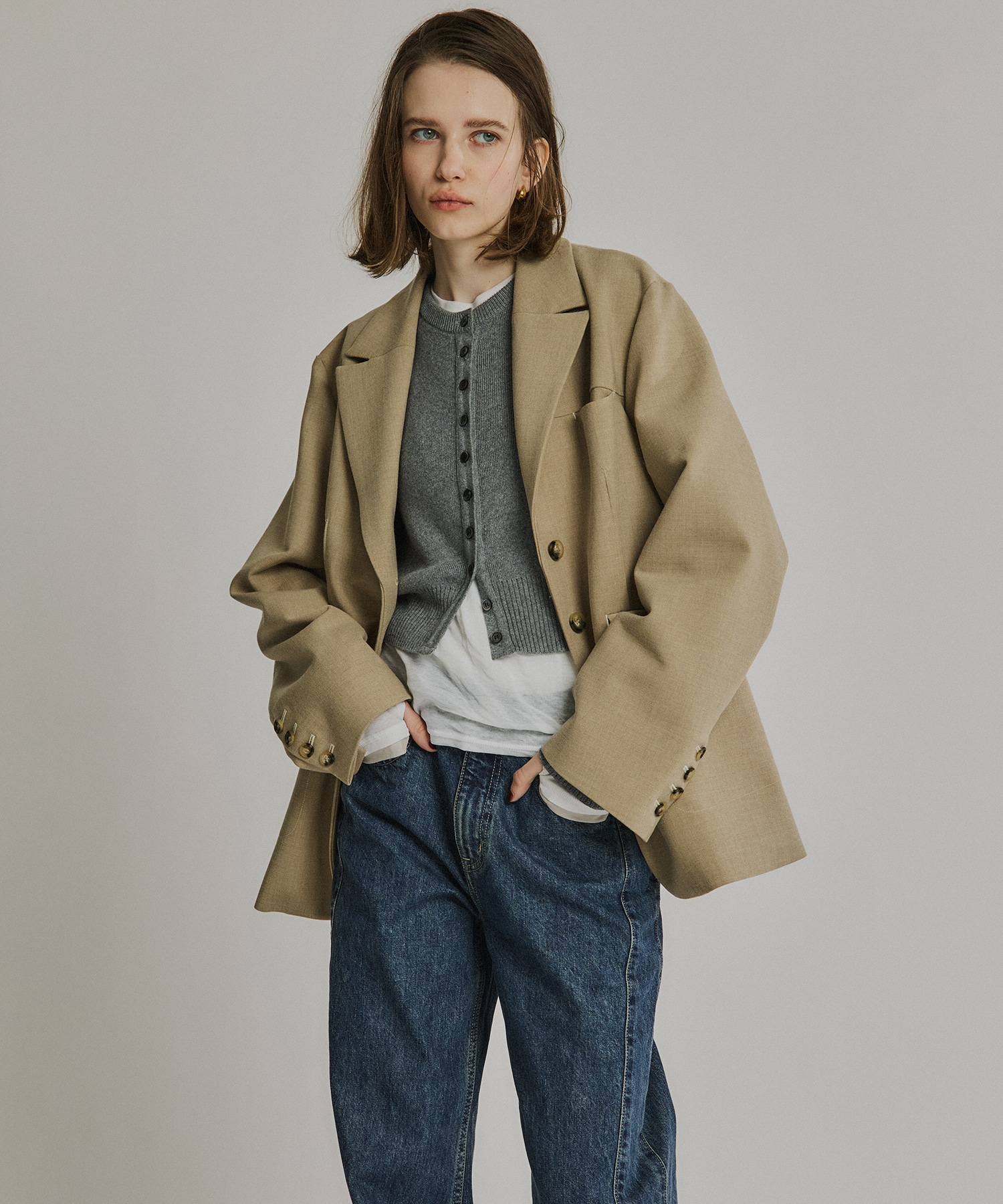 コットンカシミヤクルーカーデ