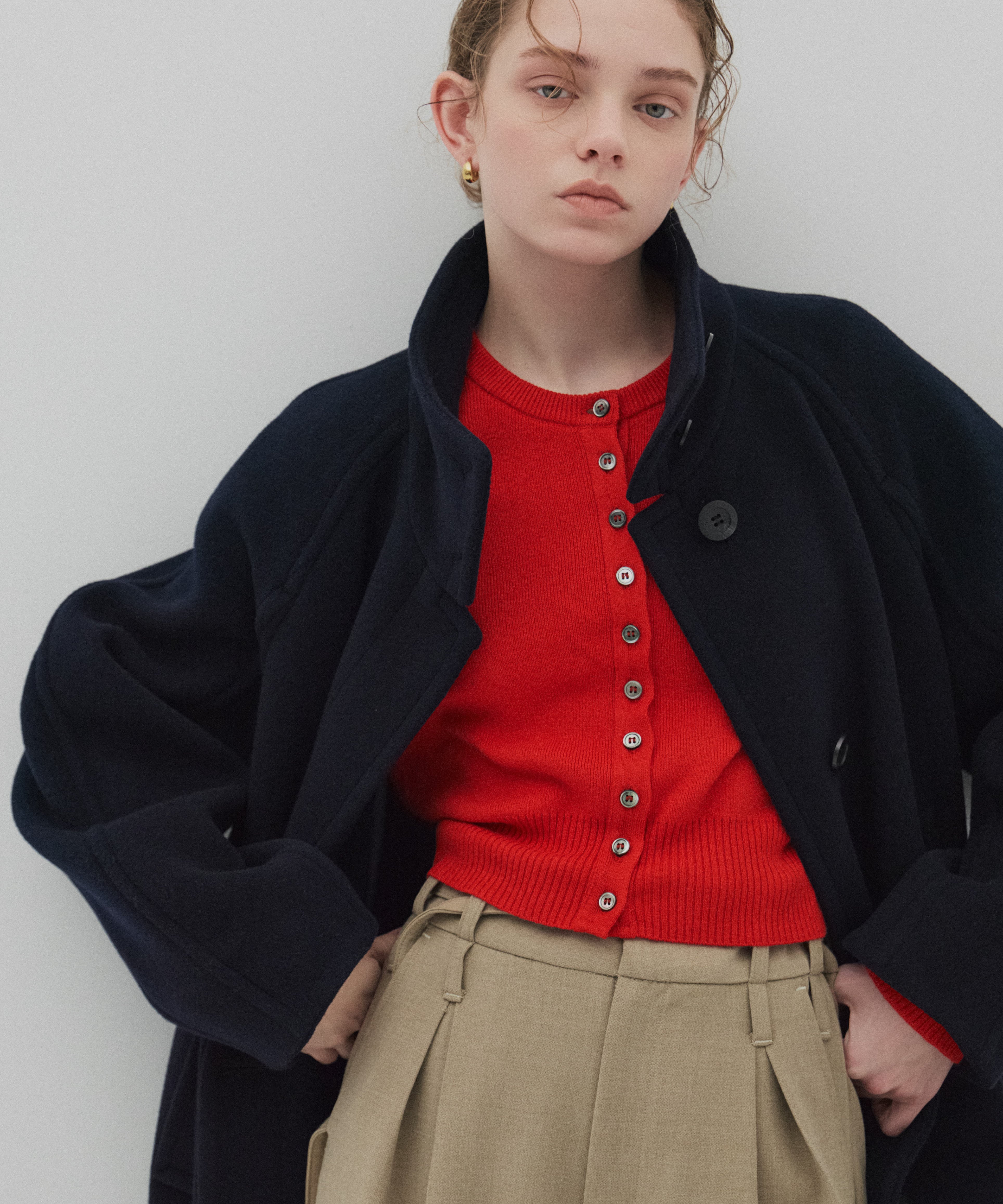 コットンカシミヤクルーカーデ