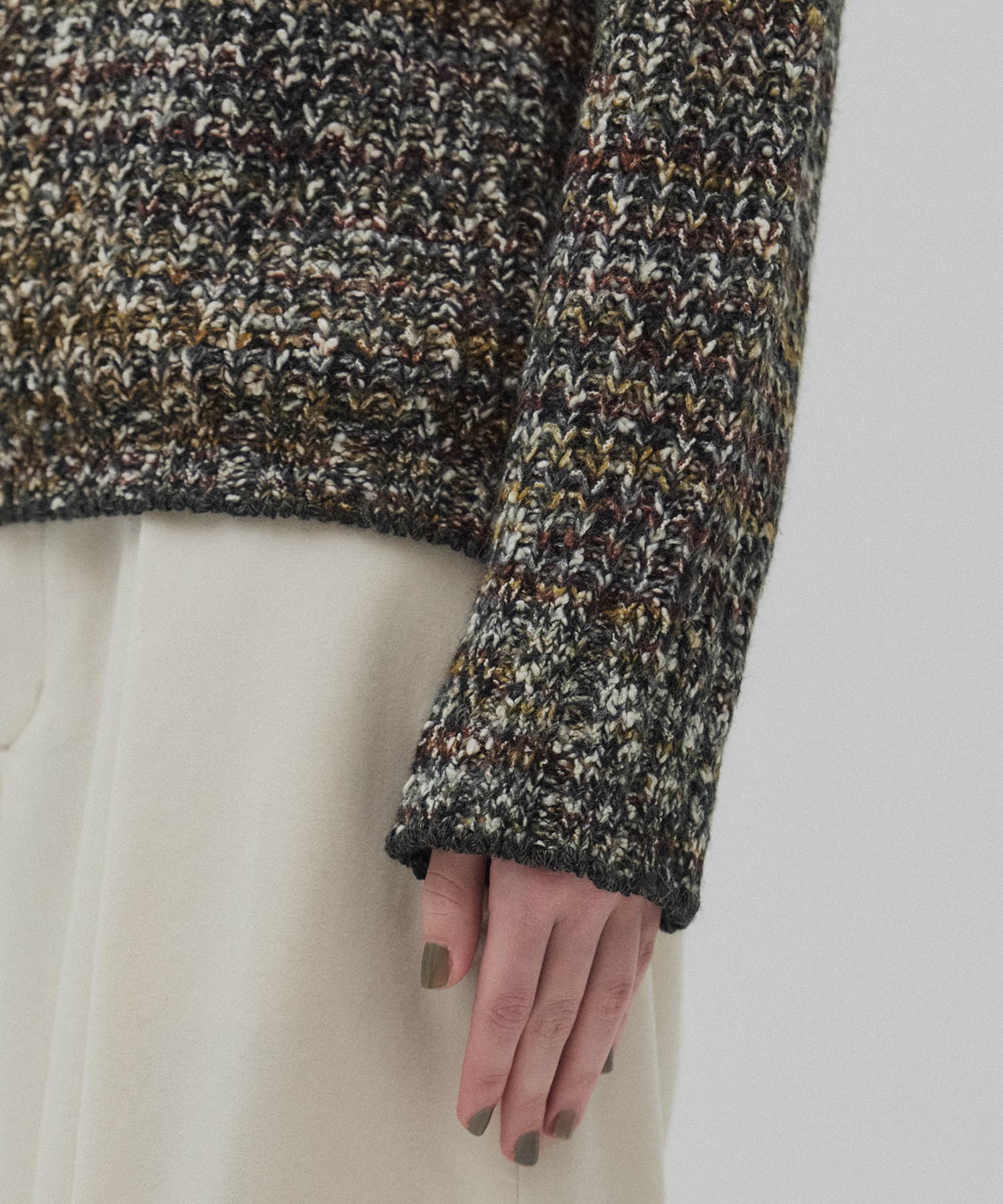 ミックスカラーハーフZIPニット