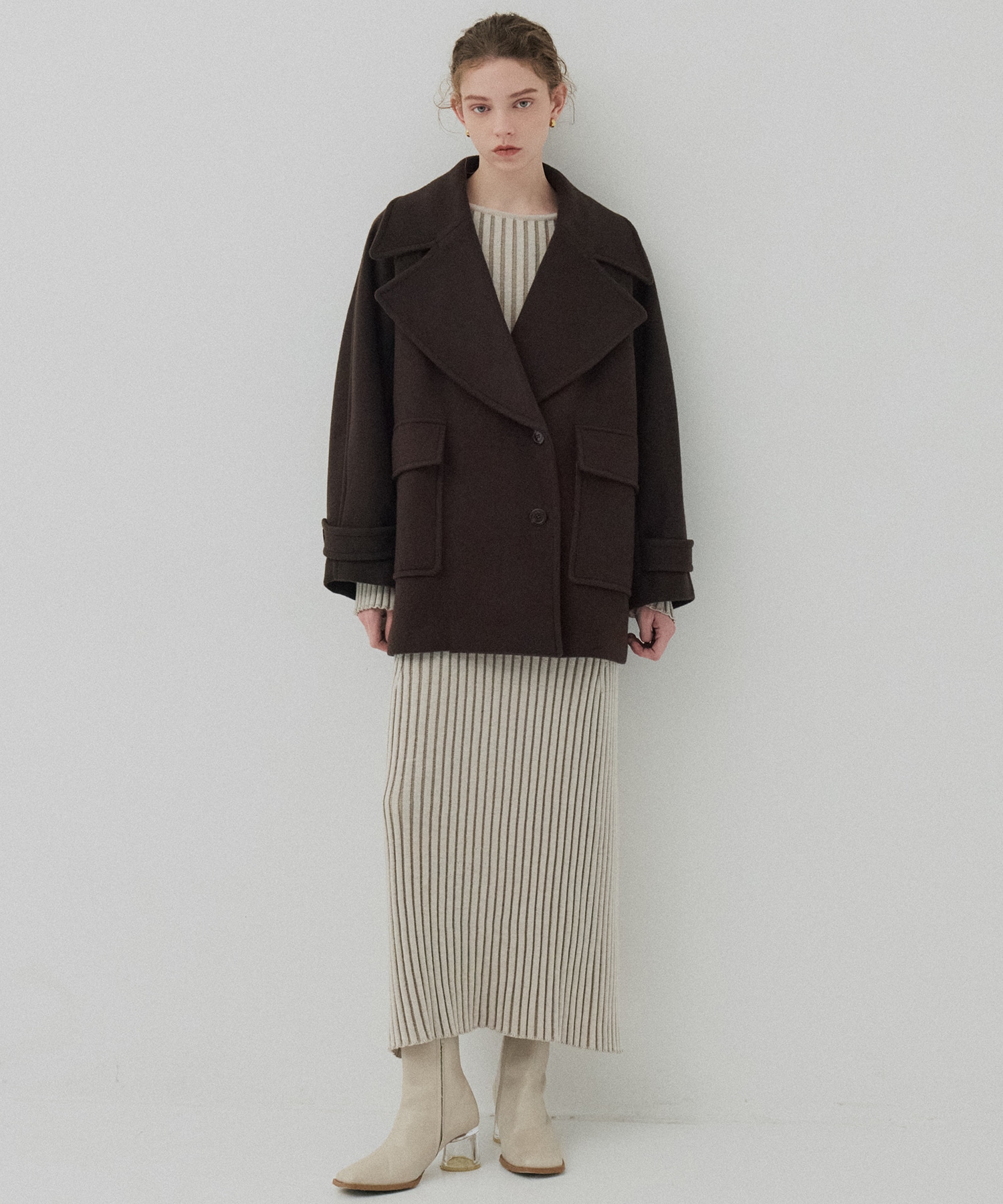 〈残りわずか〉フレアリブニットワンピース