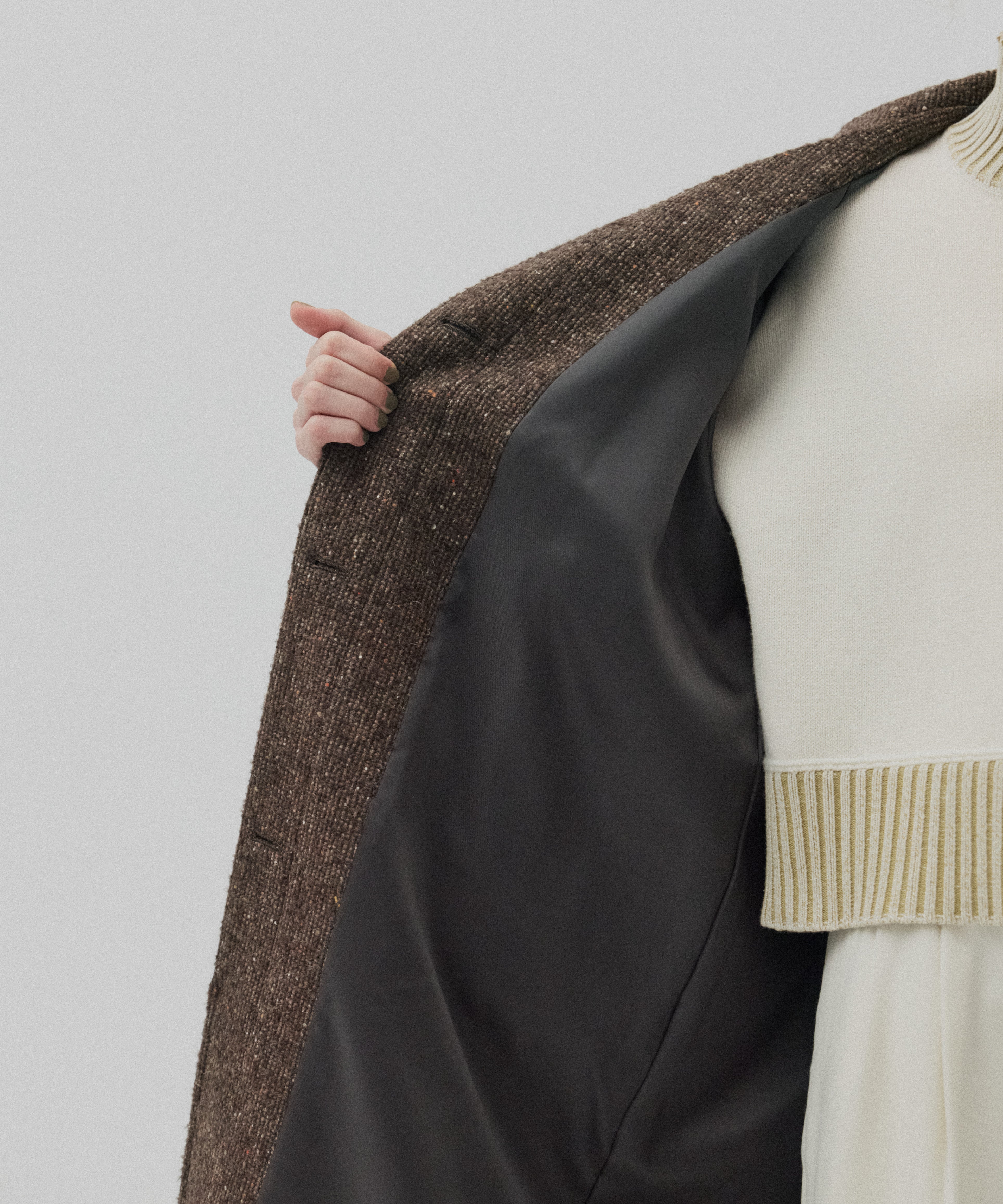 ツイードスタンドカラーコート