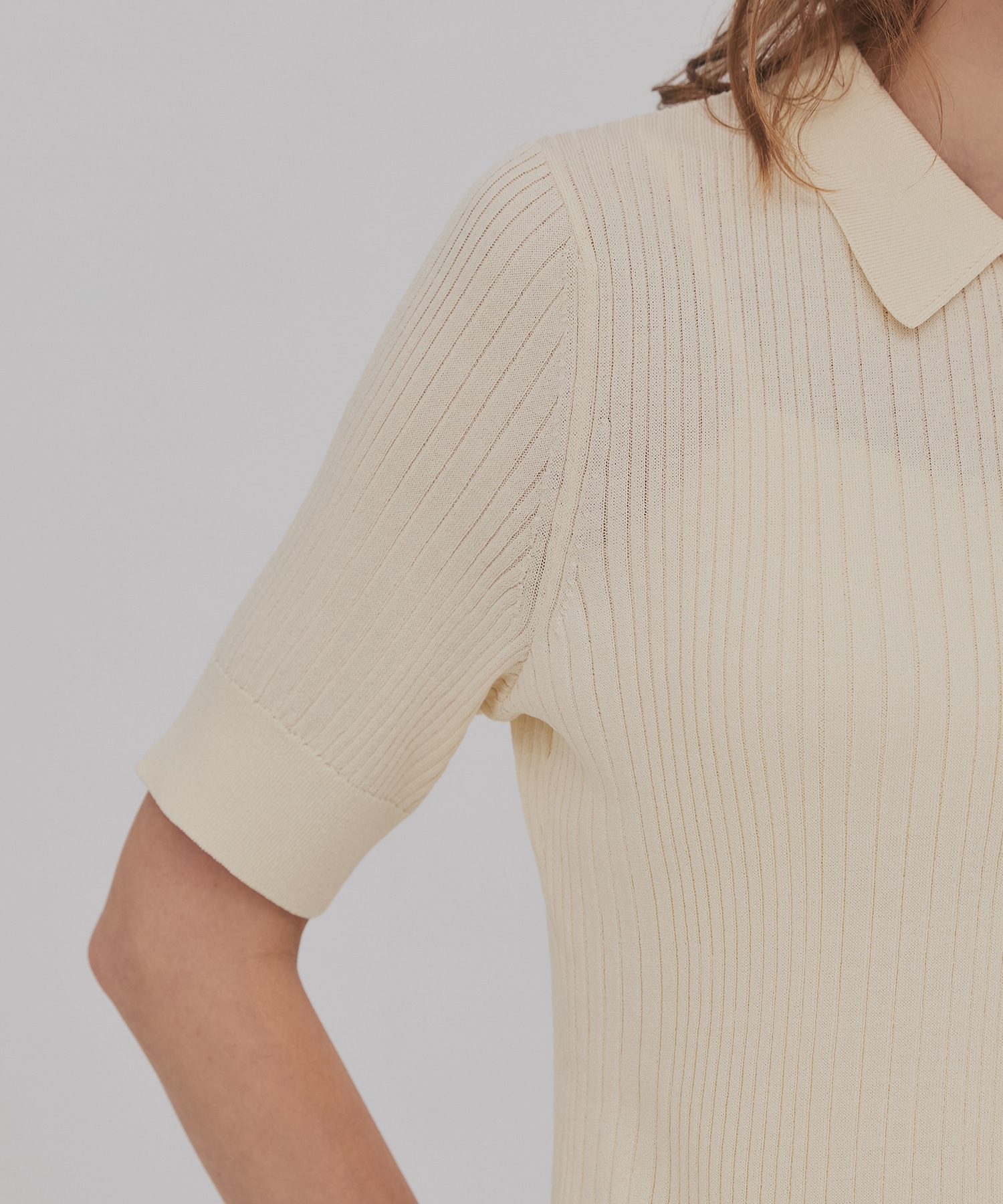 スムースリブニットポロ