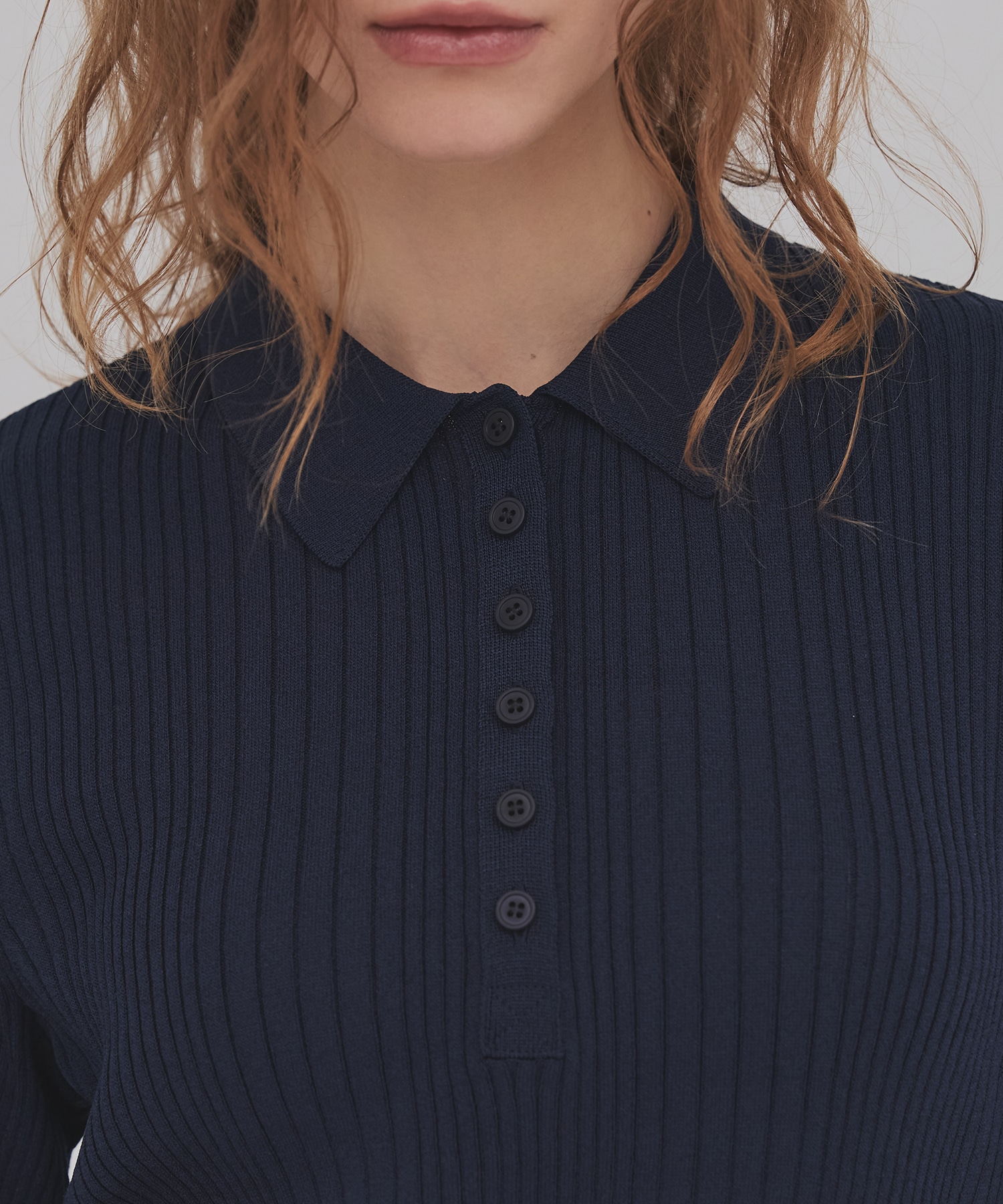 スムースリブニットポロ