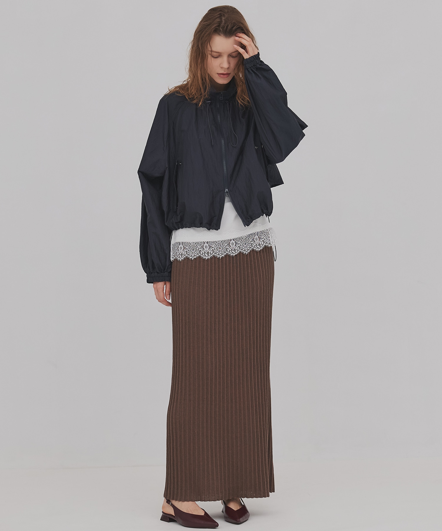 プリーツリブニットタイトスカート