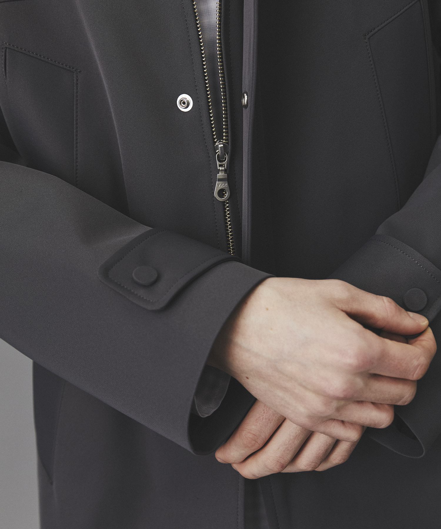 2WAYレザーカラーハーフコート