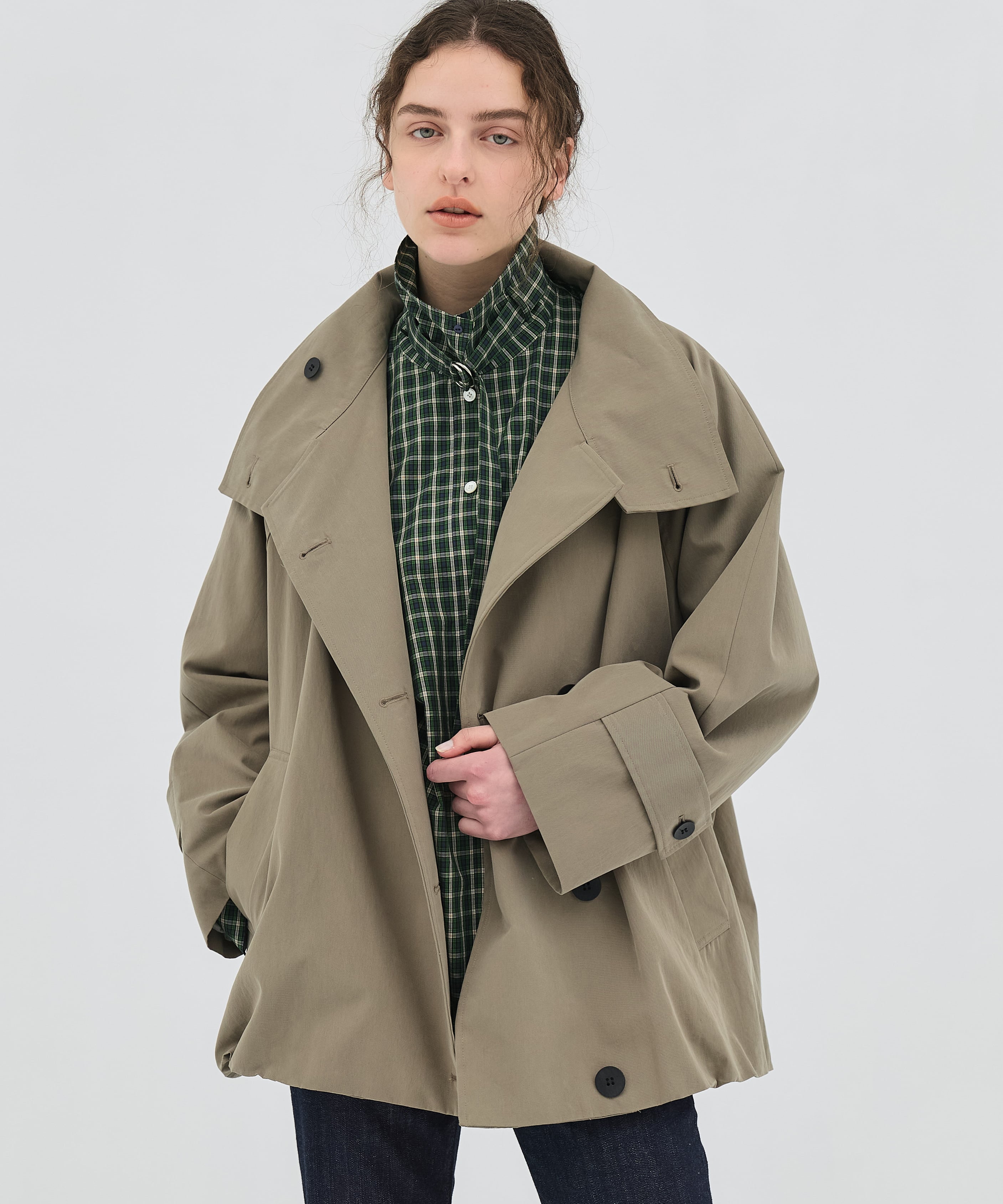 ミニチェックスタンドカラーシャツ