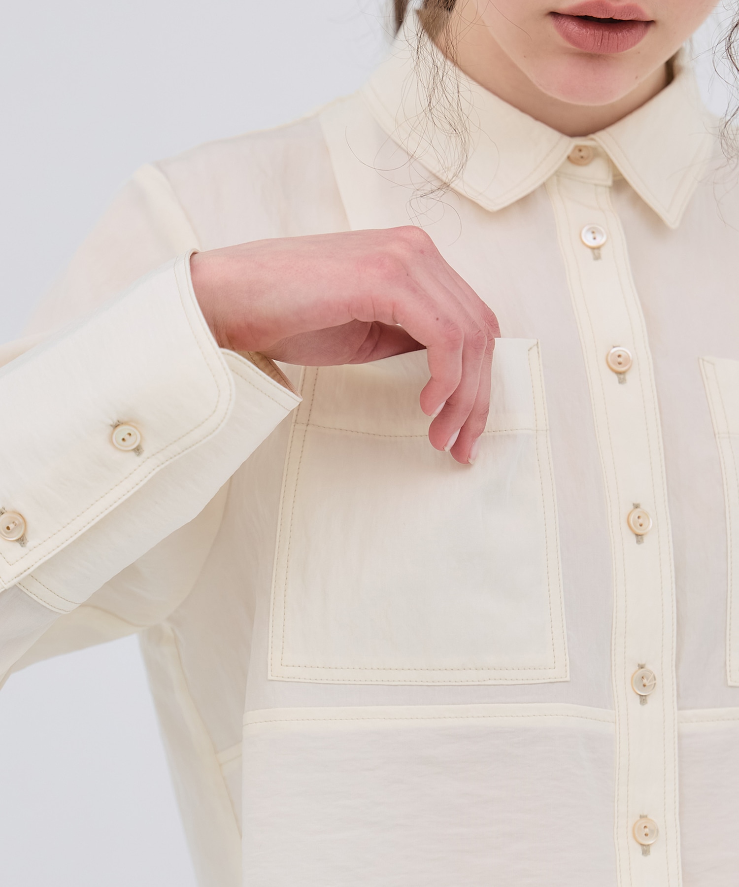 ダブルポケットレーヨンショートシャツ