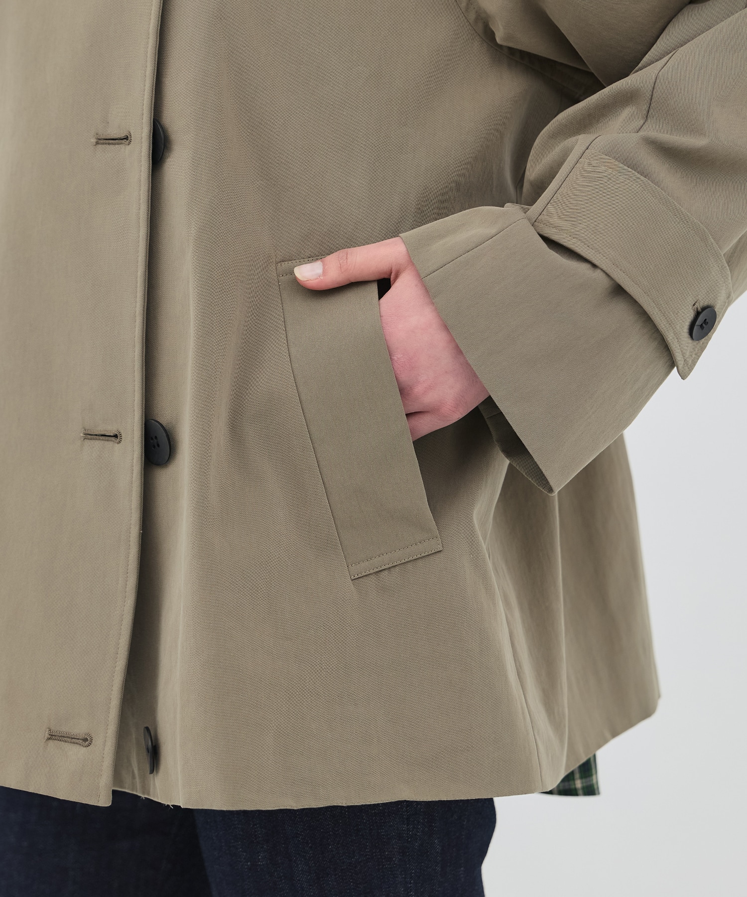 【再入荷】ファンネルネックショートトレンチコート