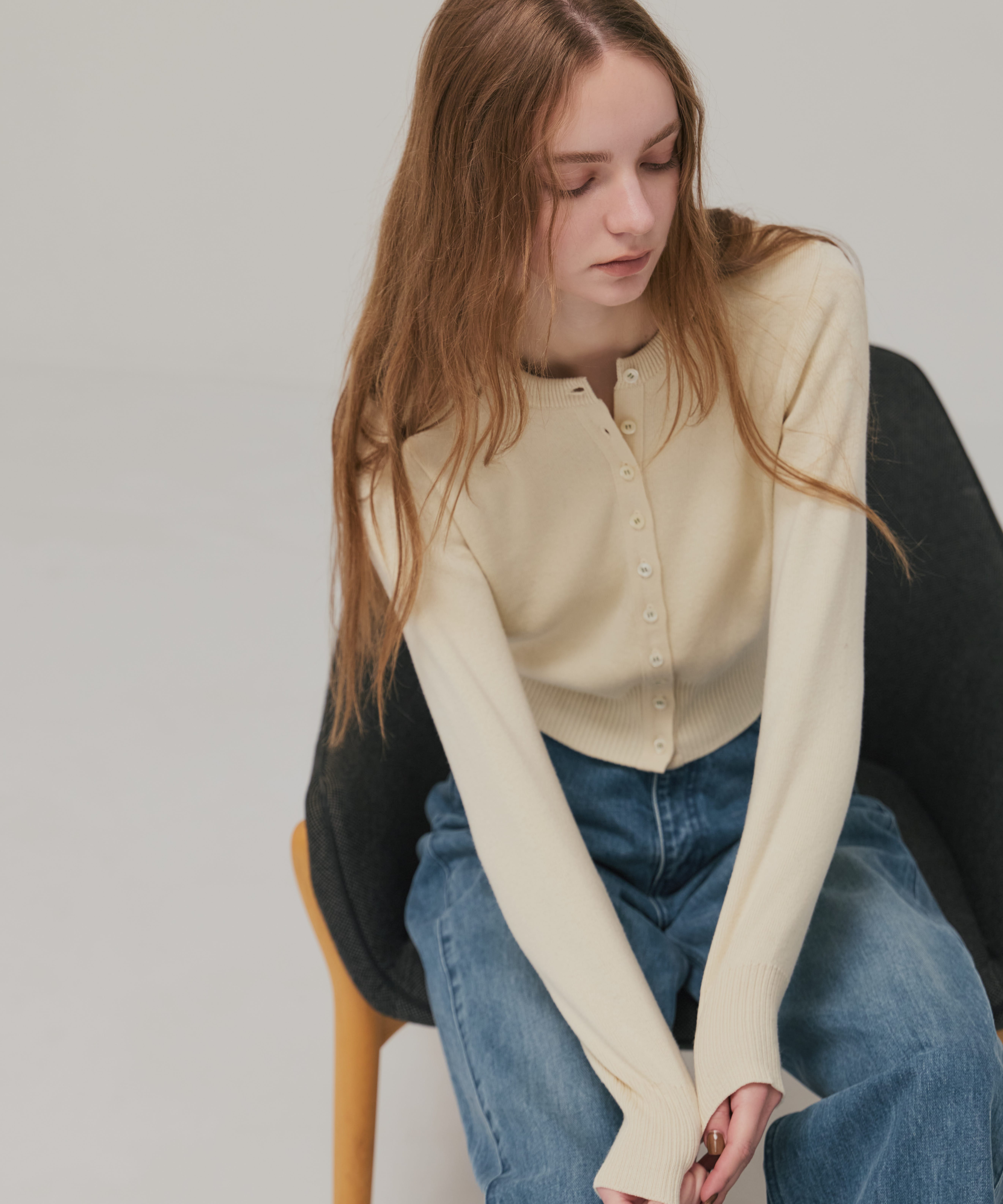 〈残りわずか〉コットンカシミヤクルーカーデ