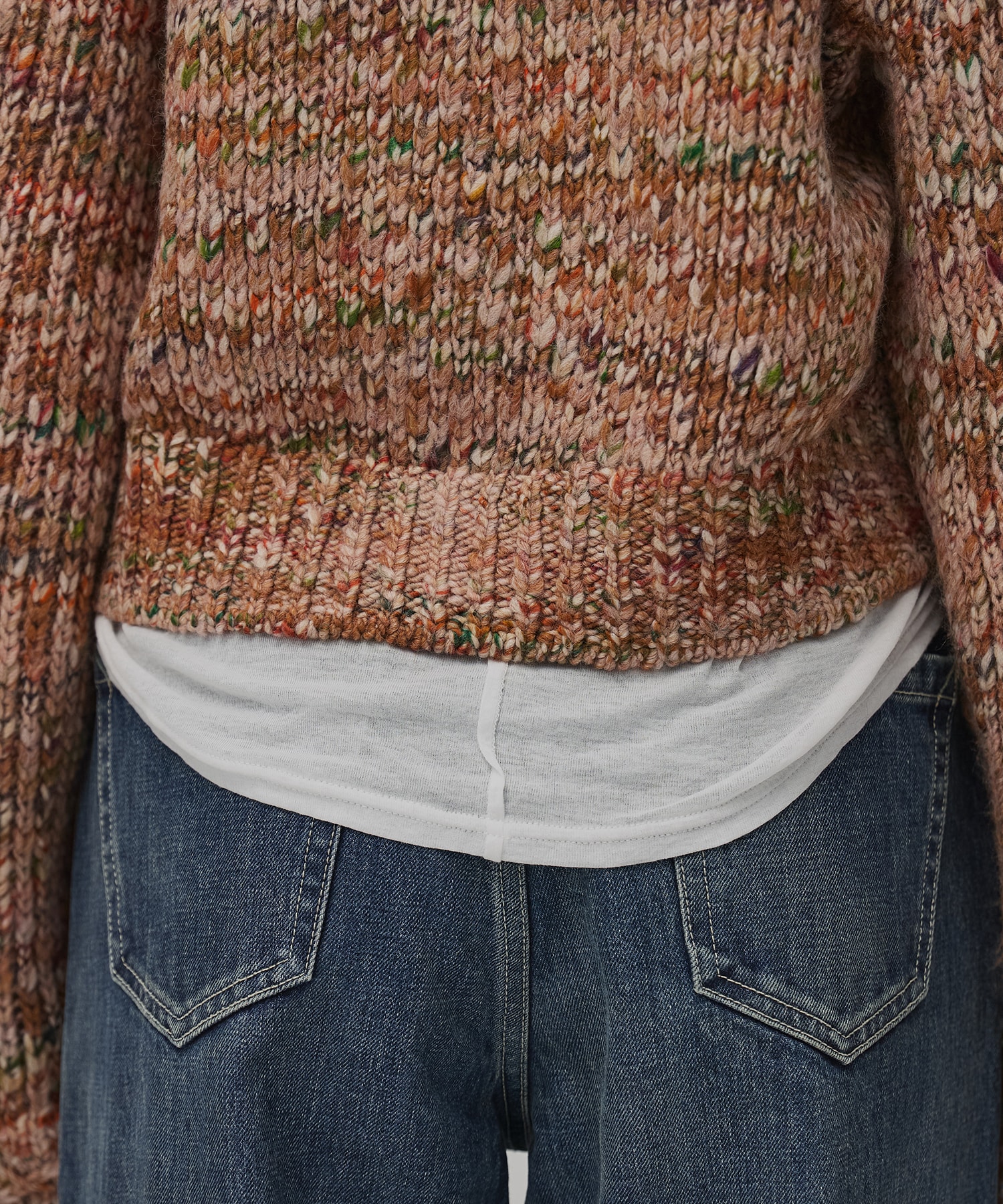 ミックスカラーVネックニット