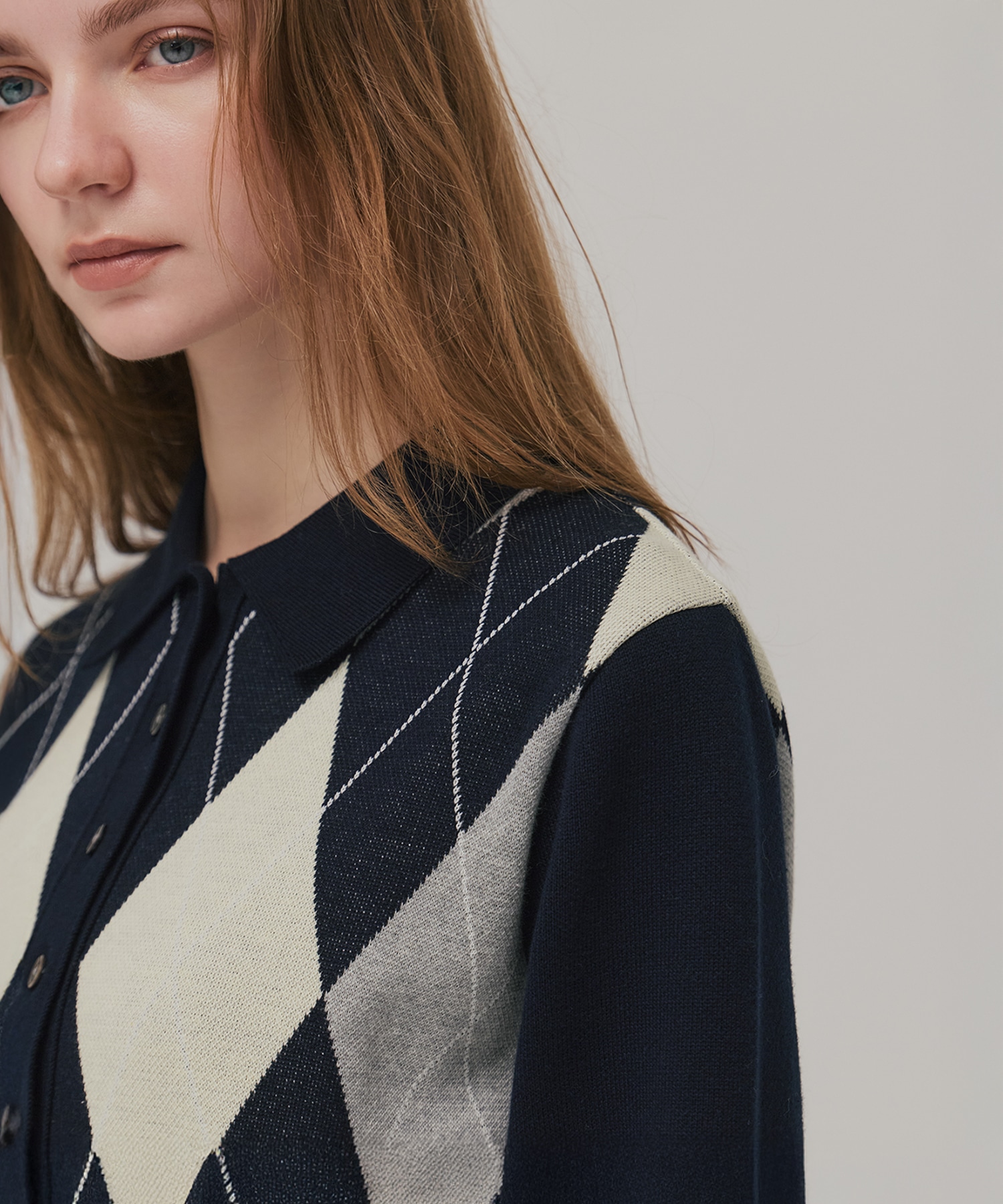 アーガイルショートカーディガン