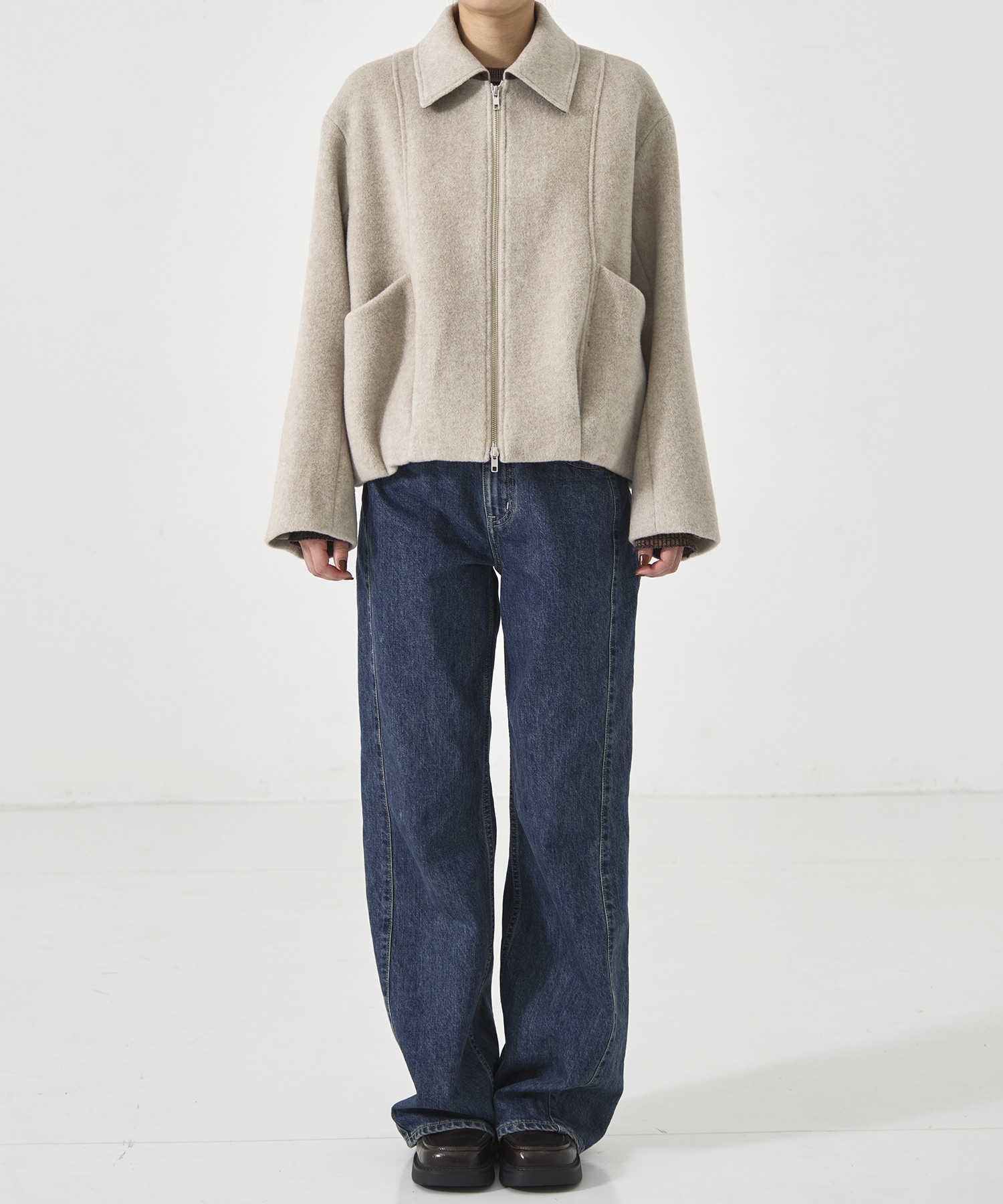 【再入荷】ウールジップタックショートコート