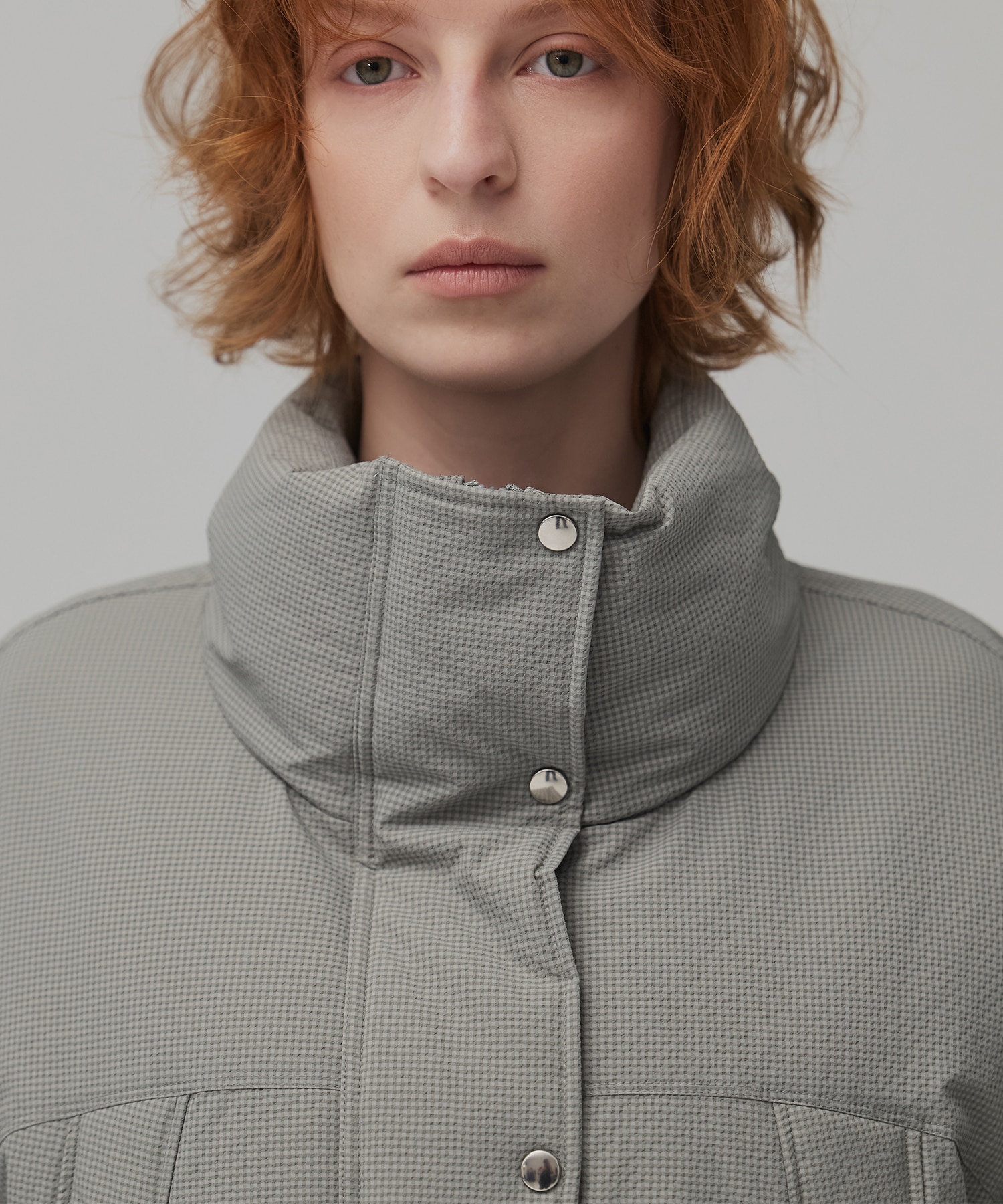 チェックモンスターダウンコート