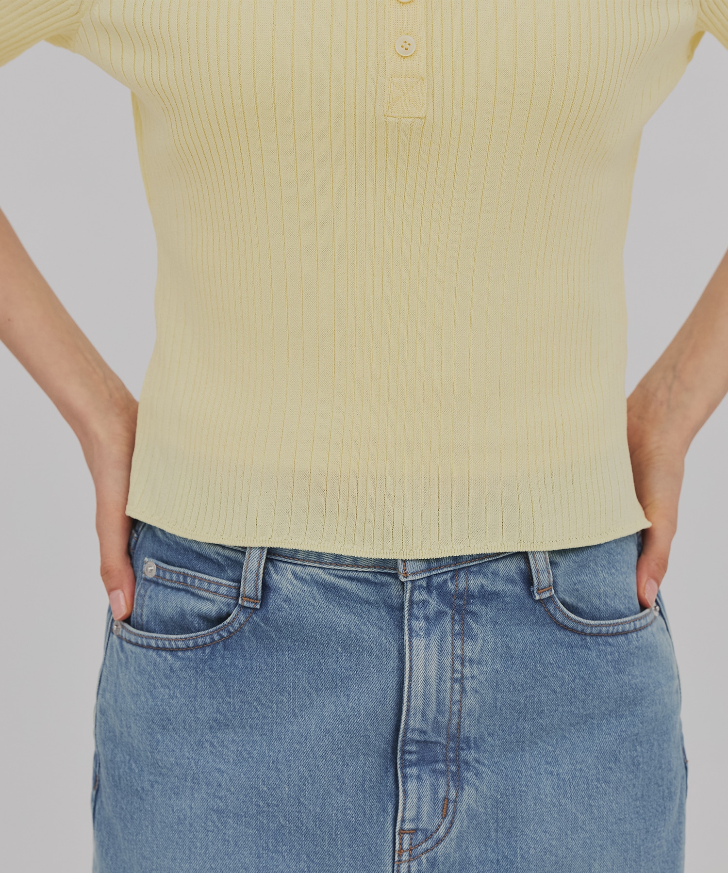 スムースリブニットポロ