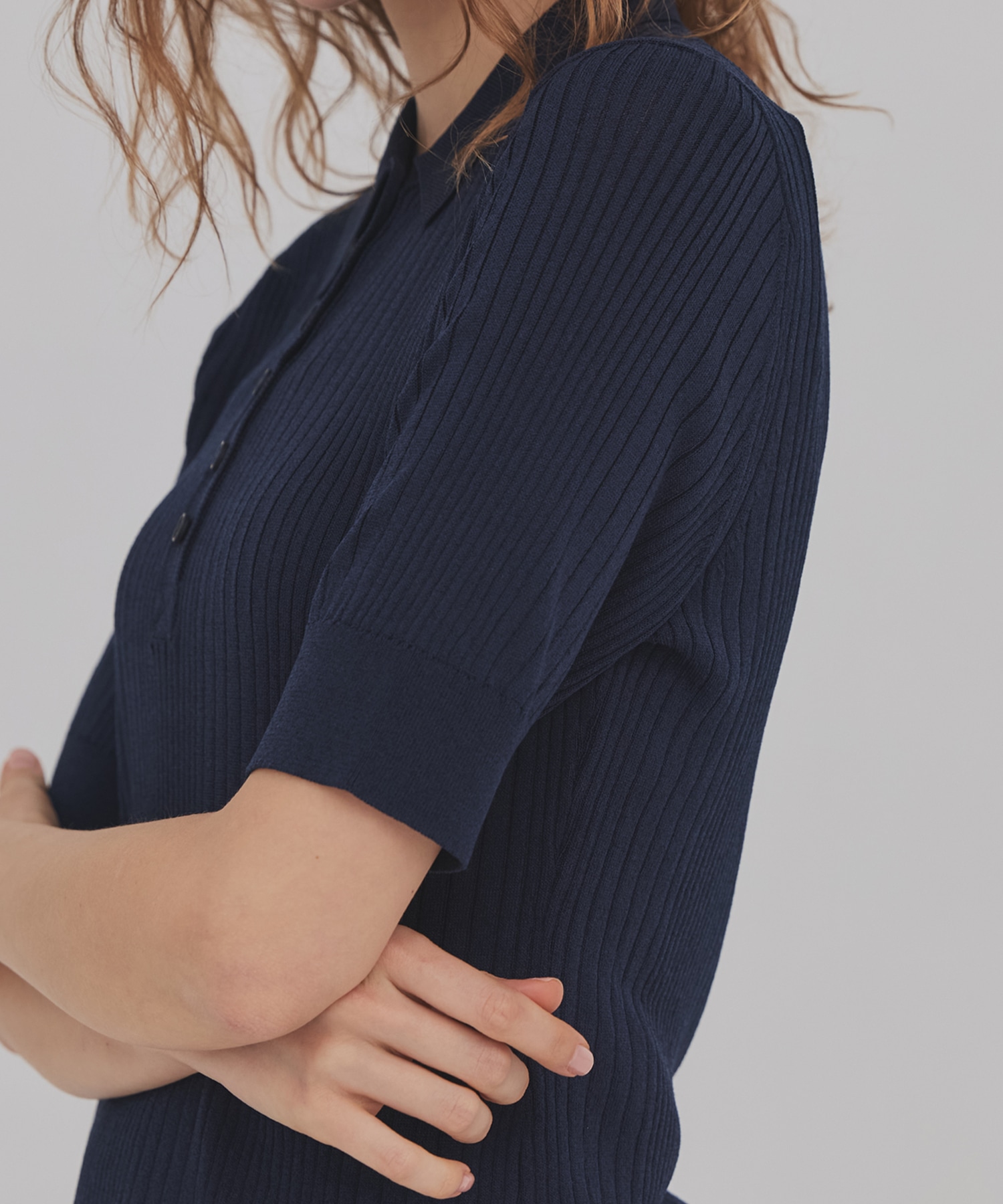 スムースリブニットポロ