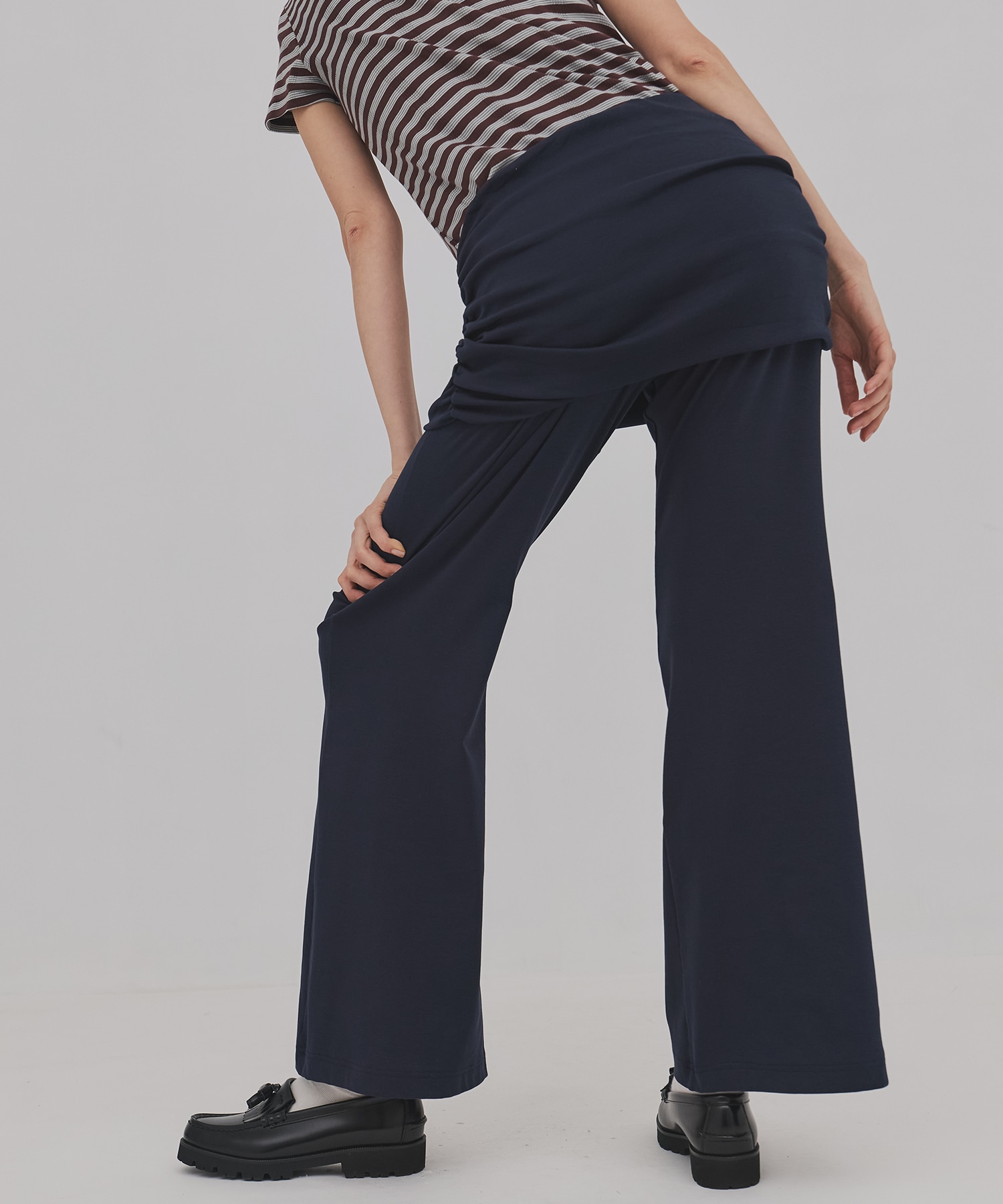 ミニレイヤードフレアジャージーパンツ