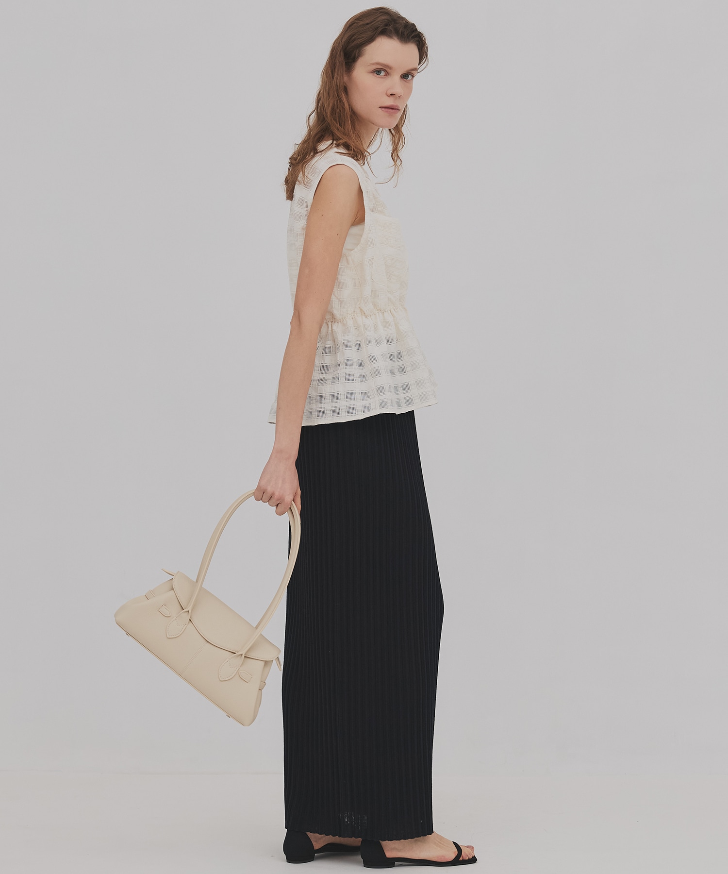 プリーツリブニットタイトスカート