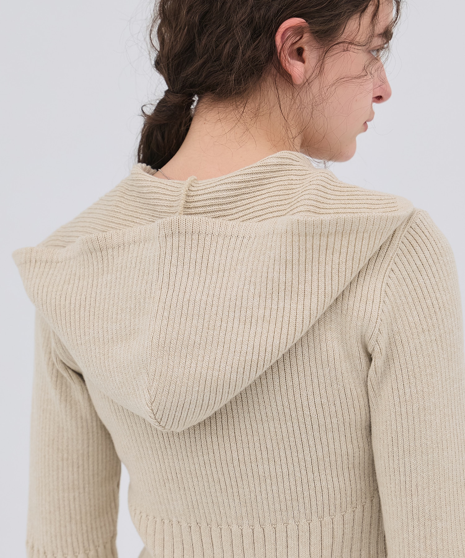 リブニットジップフーディ